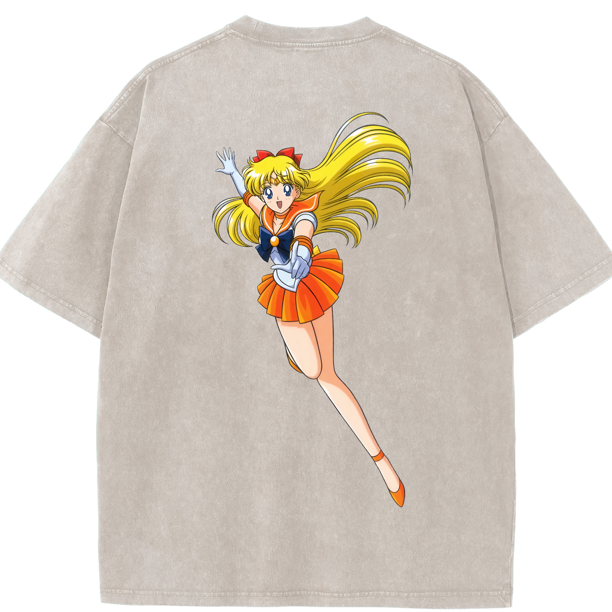 （画像用） 美少女戦士セーラームーン 愛野 美奈子 あいの みなこ Sailor Moon Aino Minako 綿100% ヴィンテージ風 半袖Tシャツ（背面プリント）