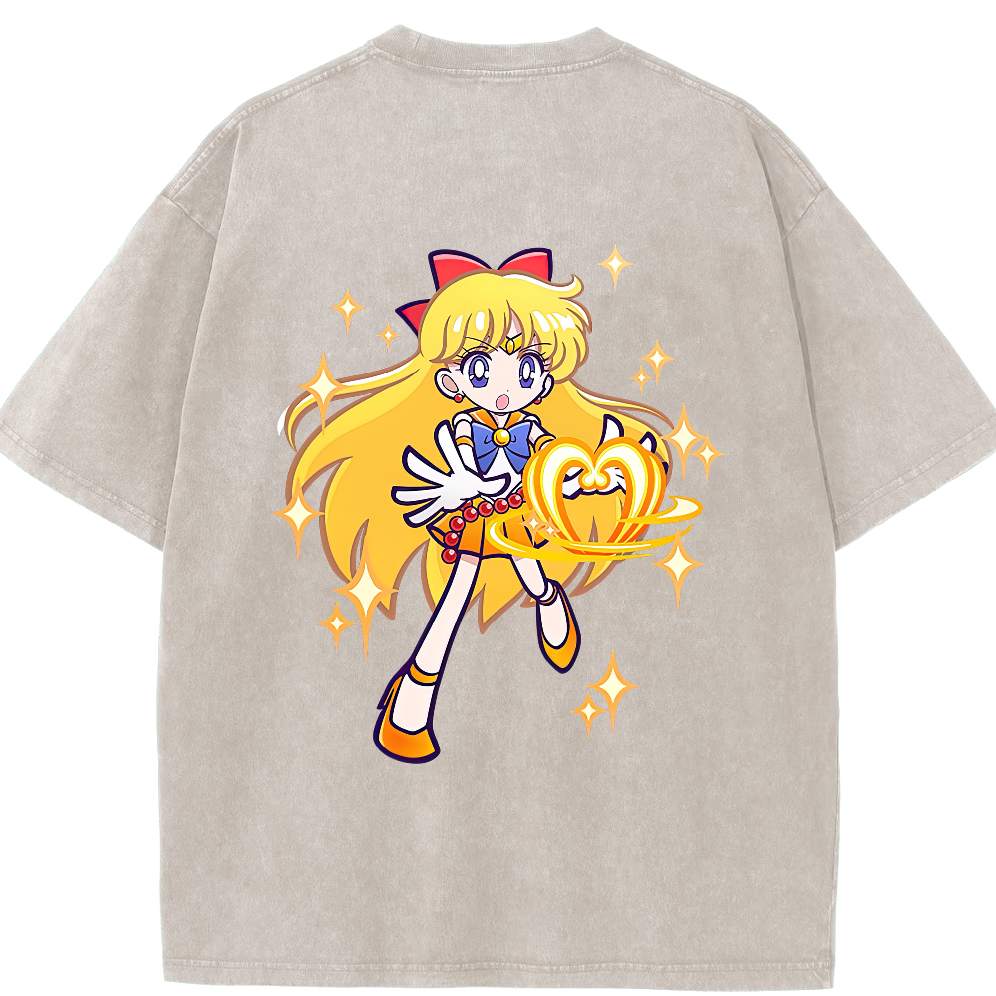 （画像用） 美少女戦士セーラームーン 愛野 美奈子 あいの みなこ Sailor Moon Aino Minako 綿100% ヴィンテージ風 半袖Tシャツ（背面プリント）