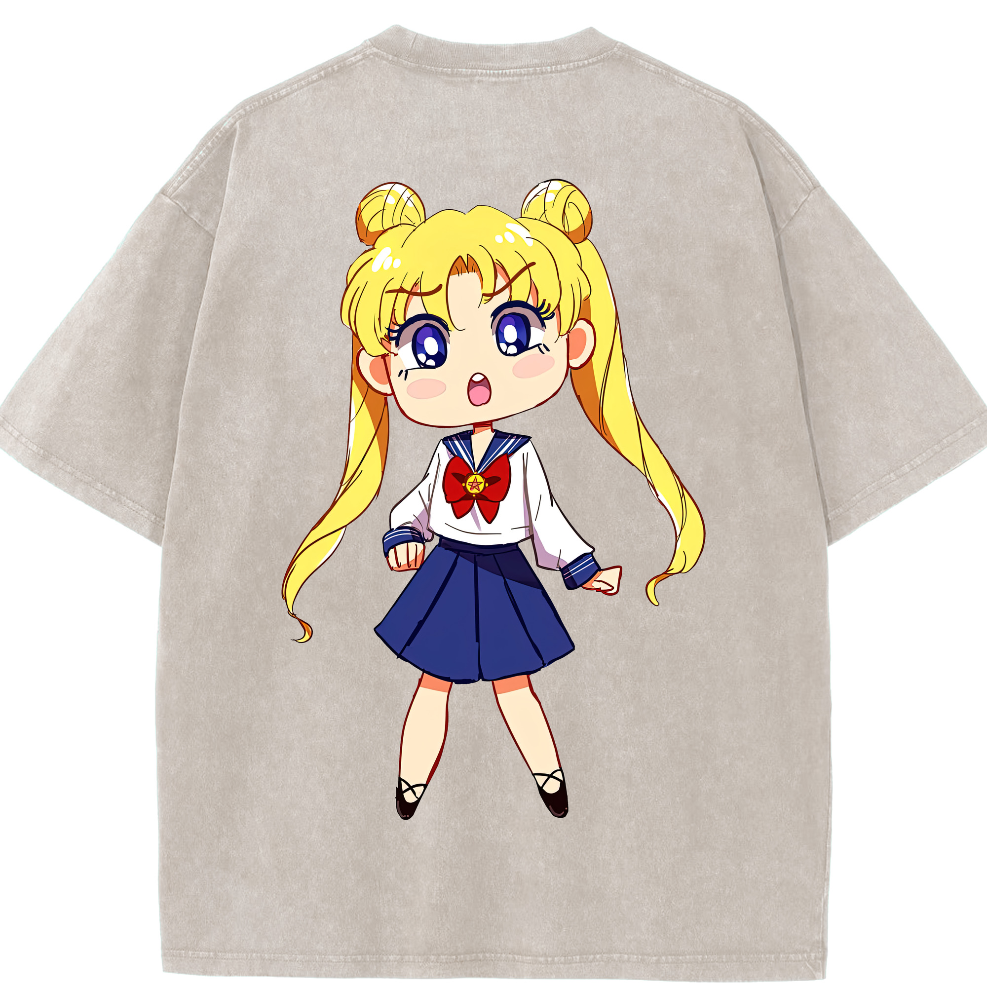 （画像用） 美少女戦士セーラームーン 愛野 美奈子 あいの みなこ Sailor Moon Aino Minako 綿100% ヴィンテージ風 半袖Tシャツ（背面プリント）
