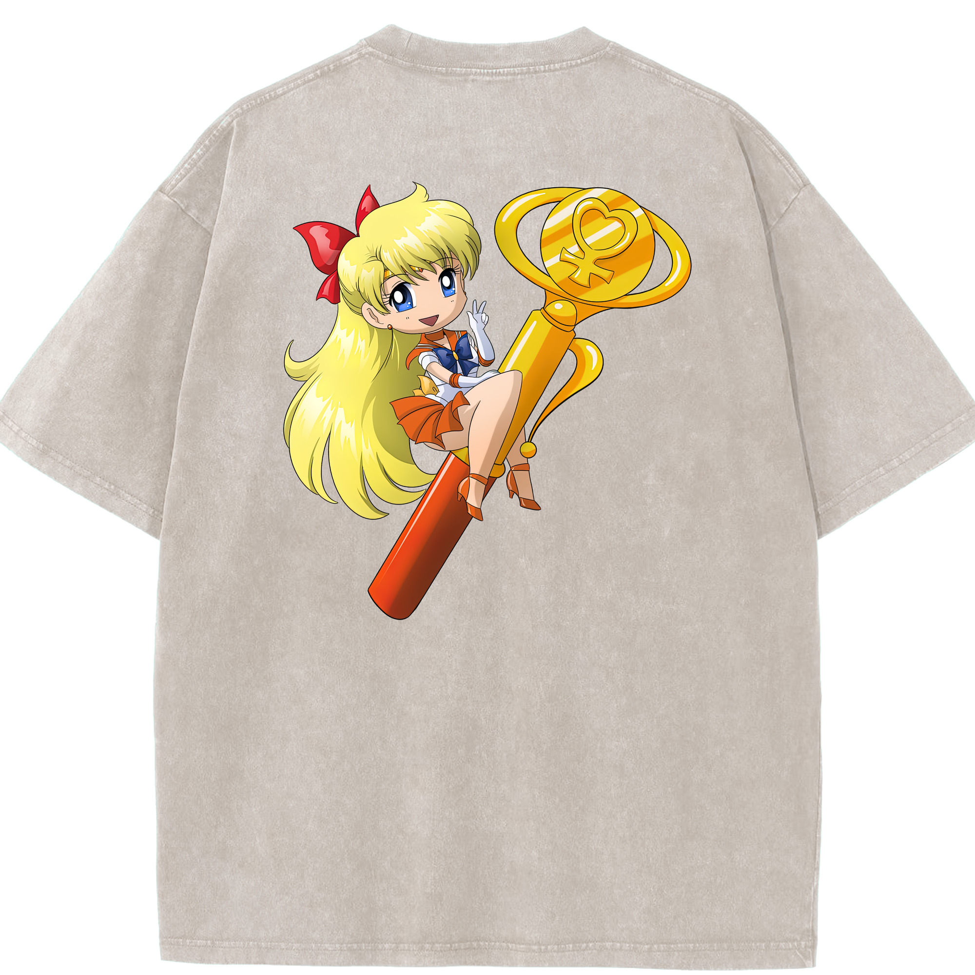 （画像用） 美少女戦士セーラームーン 愛野 美奈子 あいの みなこ Sailor Moon Aino Minako 綿100% ヴィンテージ風 半袖Tシャツ（背面プリント）