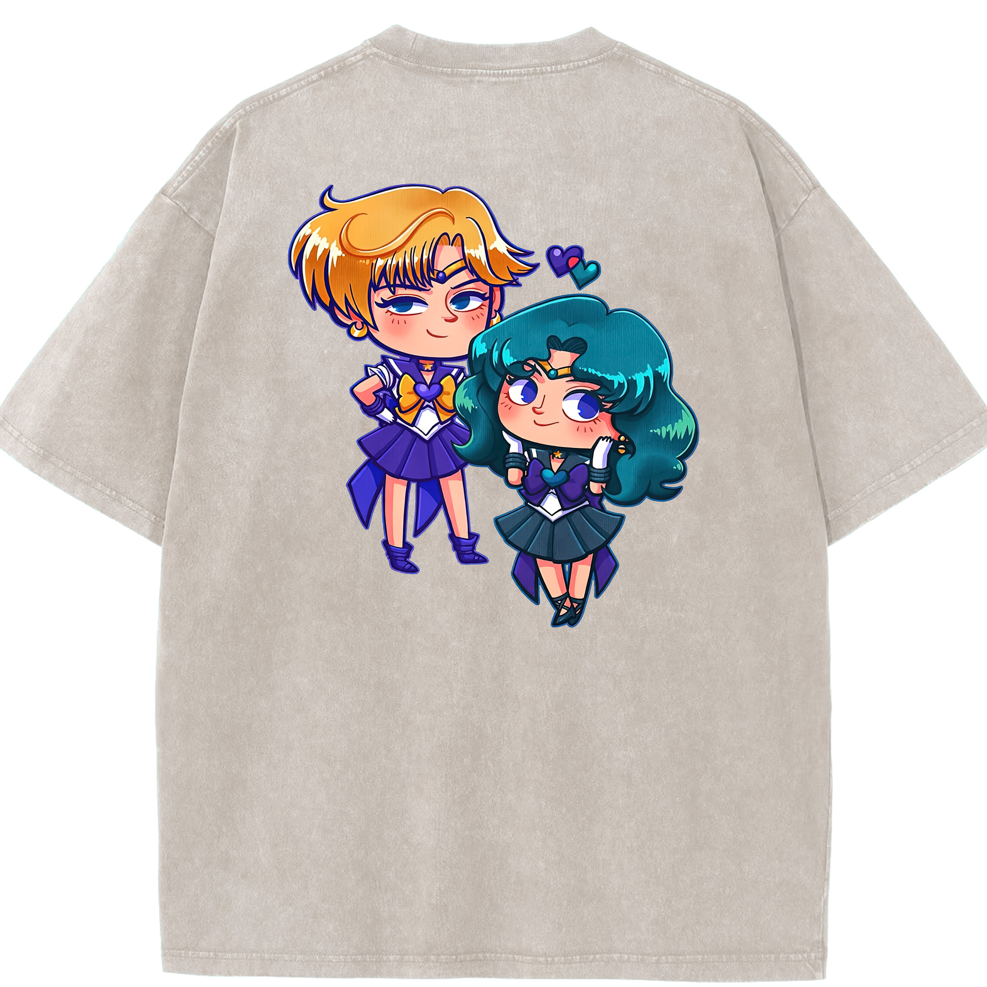 （画像用） 美少女戦士セーラームーン 天王はるか Sailor Moon Tenoh Haruka 綿100% ヴィンテージ風 半袖Tシャツ（背面プリント）