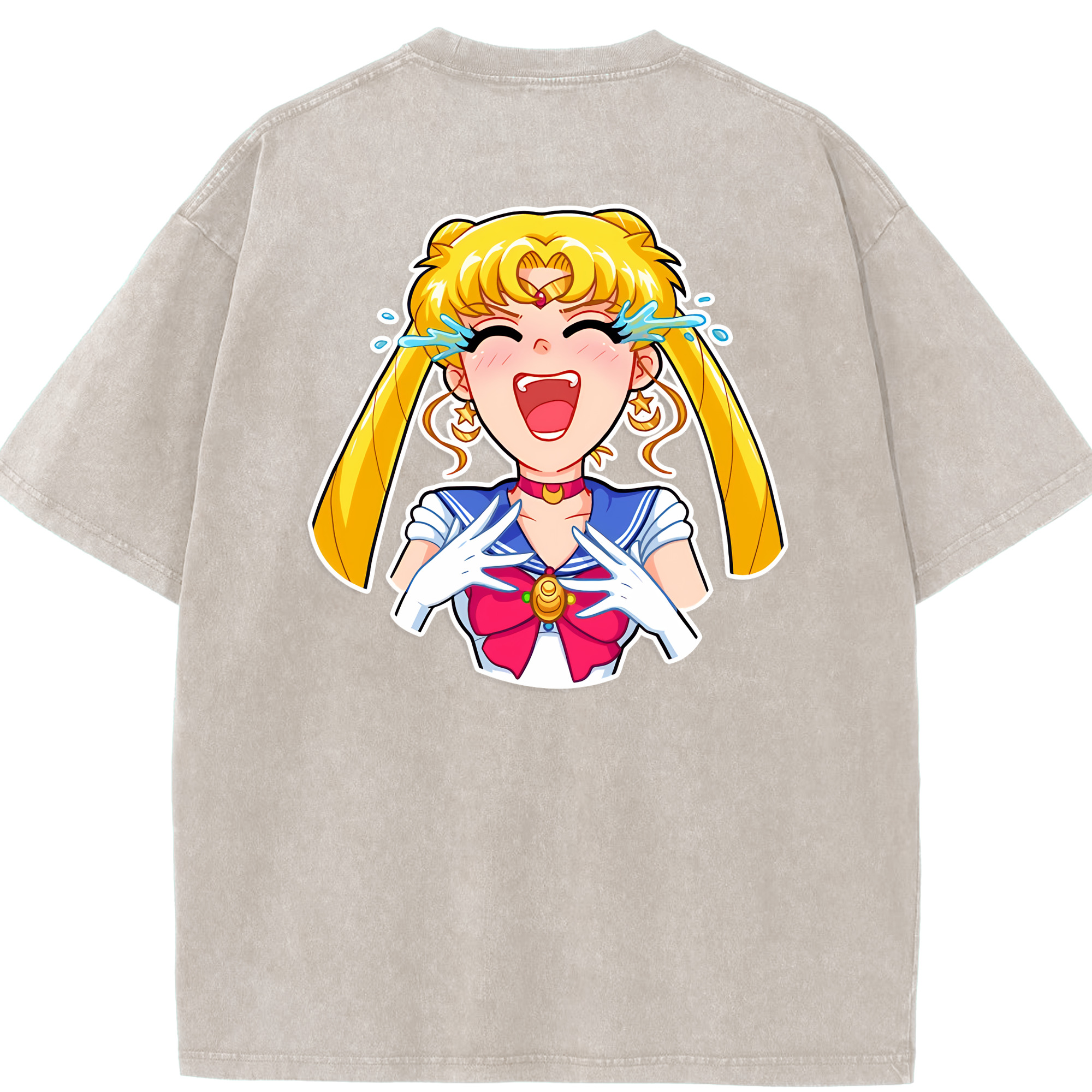 （画像用） 美少女戦士セーラームーン 月野 うさぎ つきの うさぎ Sailor Moon Tsukino Usagi 綿100% ヴィンテージ風 半袖Tシャツ（背面プリント）