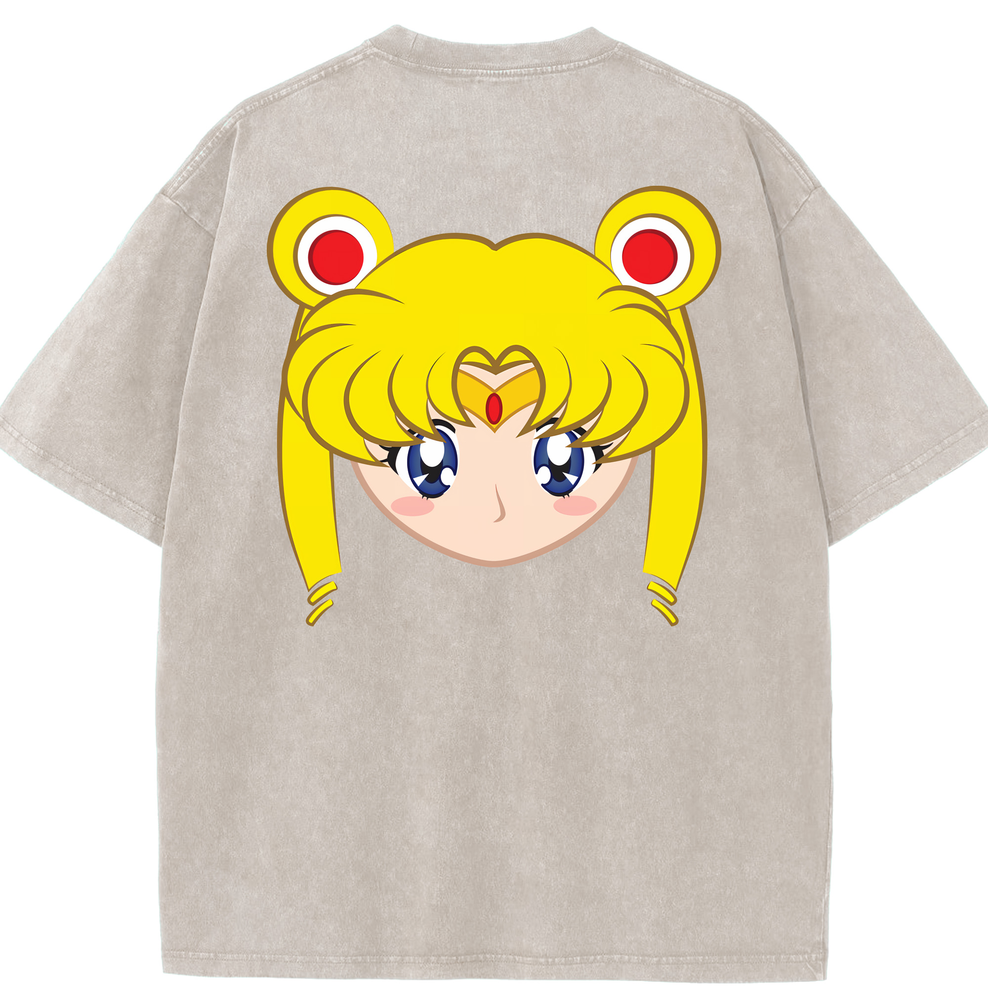 （画像用） 美少女戦士セーラームーン 月野 うさぎ つきの うさぎ Sailor Moon Tsukino Usagi 綿100% ヴィンテージ風 半袖Tシャツ（背面プリント）