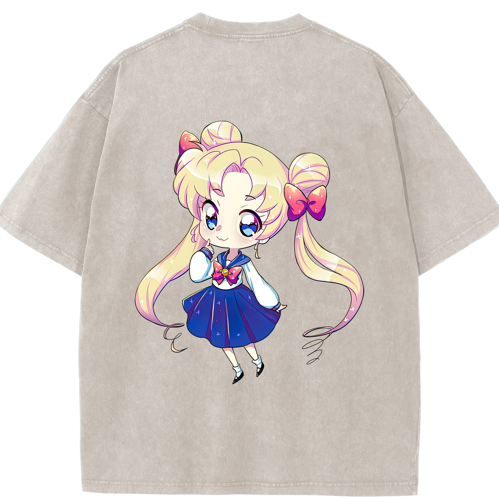 （画像用） 美少女戦士セーラームーン 月野 うさぎ つきの うさぎ Sailor Moon Tsukino Usagi 綿100% ヴィンテージ風 半袖Tシャツ（背面プリント）