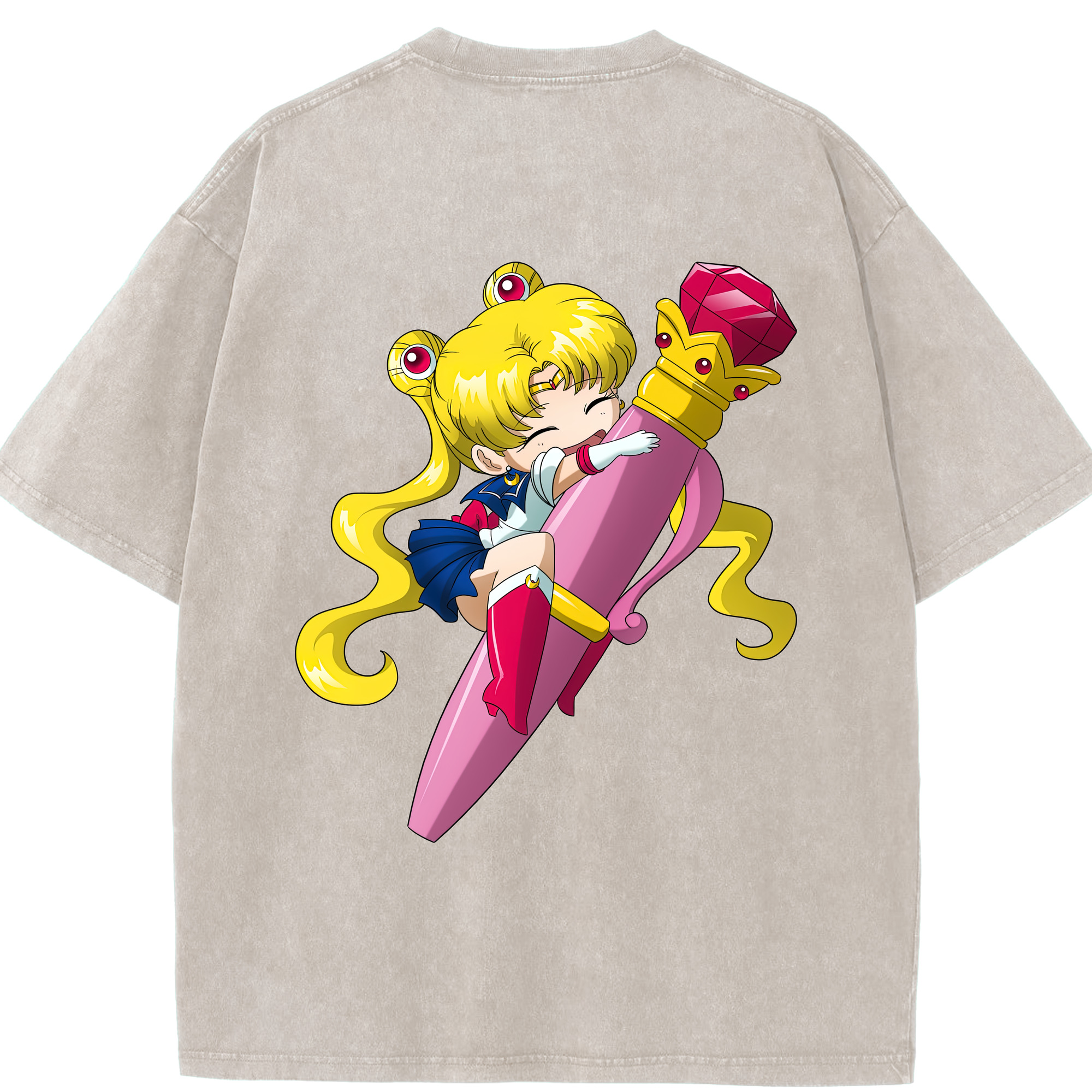 （画像用） 美少女戦士セーラームーン 月野 うさぎ つきの うさぎ Sailor Moon Tsukino Usagi 綿100% ヴィンテージ風 半袖Tシャツ（背面プリント）