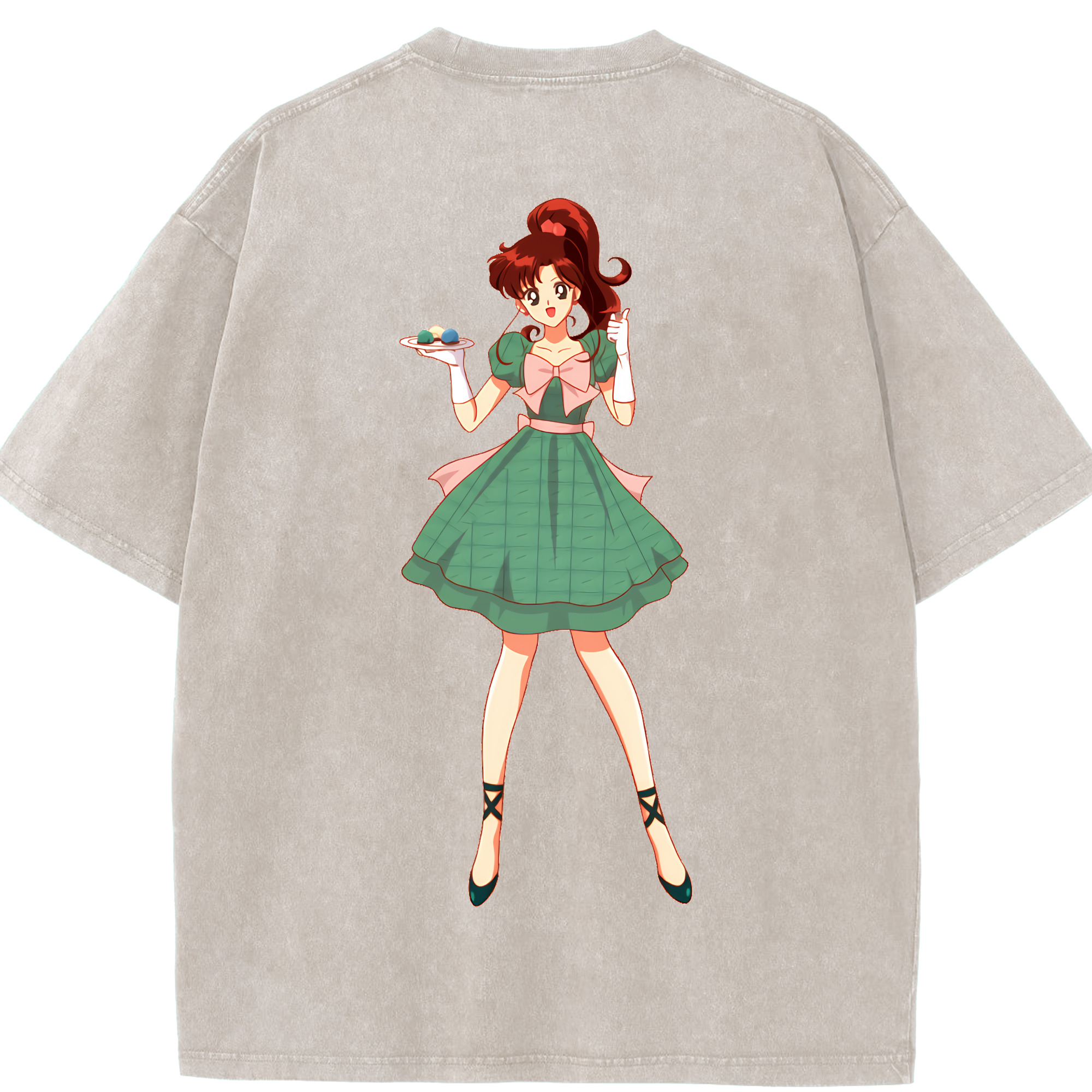 （画像用） 美少女戦士セーラームーン 木野 まこと きの まこと Sailor Moon Kino Makoto （セーラージュピター；Sailor Jupiter） 綿100% ヴィンテージ風 半袖Tシャツ（背面プリント）