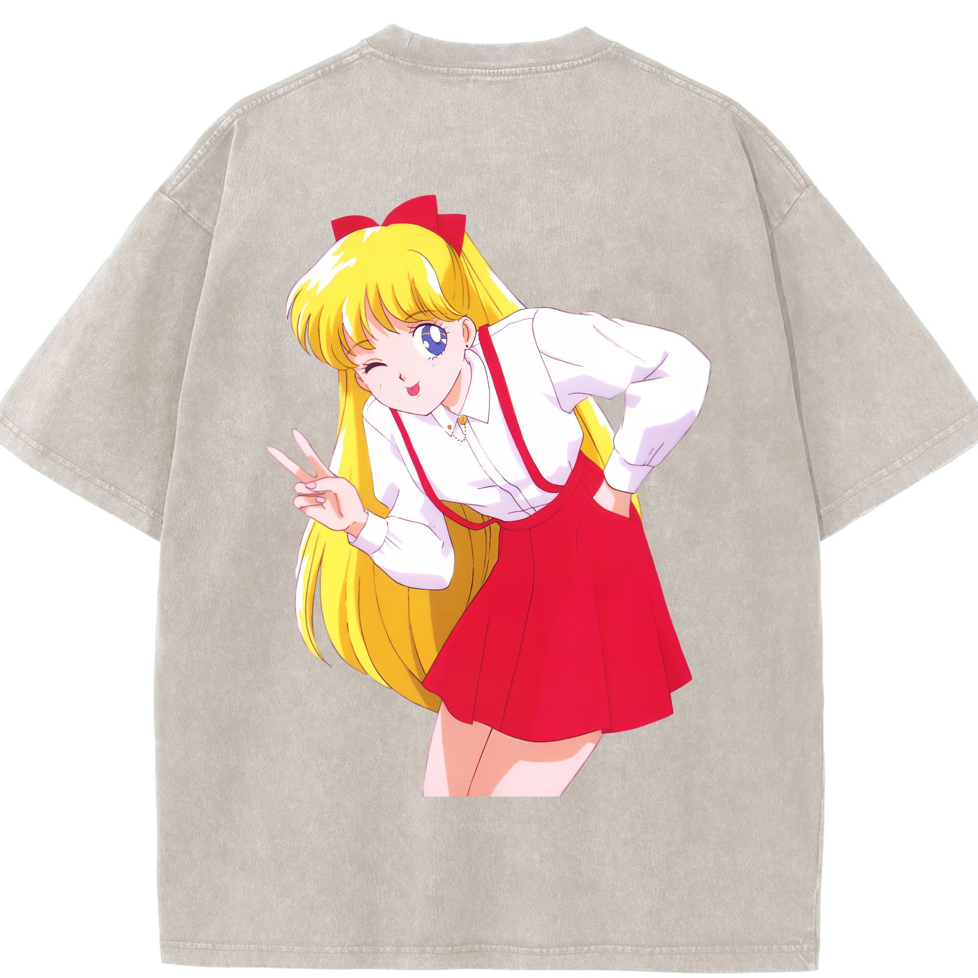 （画像用） 美少女戦士セーラームーン 愛野 美奈子 あいの みなこ Sailor Moon Aino Minako 綿100% ヴィンテージ風 半袖Tシャツ（背面プリント）