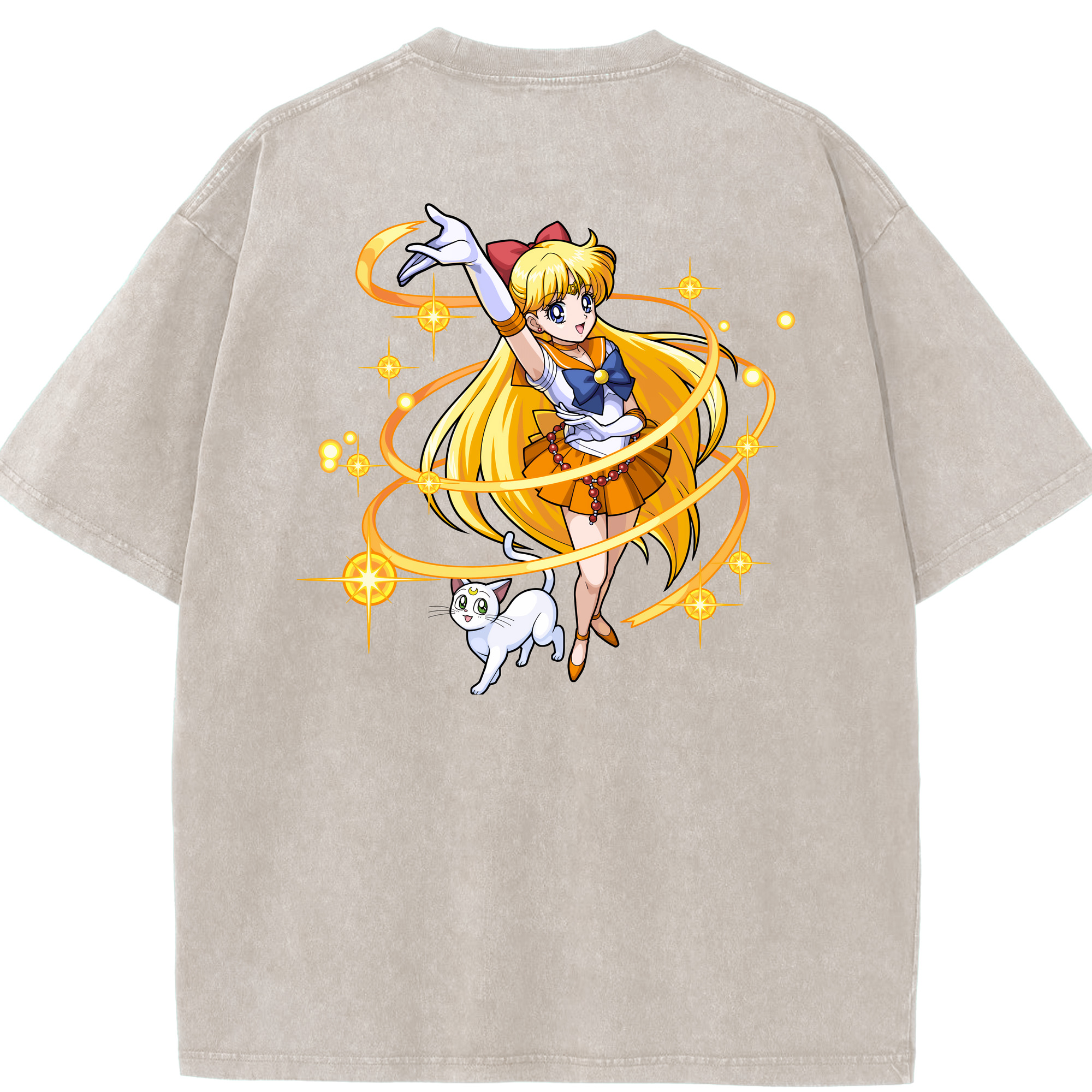 （画像用） 美少女戦士セーラームーン 愛野 美奈子 あいの みなこ Sailor Moon Aino Minako 綿100% ヴィンテージ風 半袖Tシャツ（背面プリント）