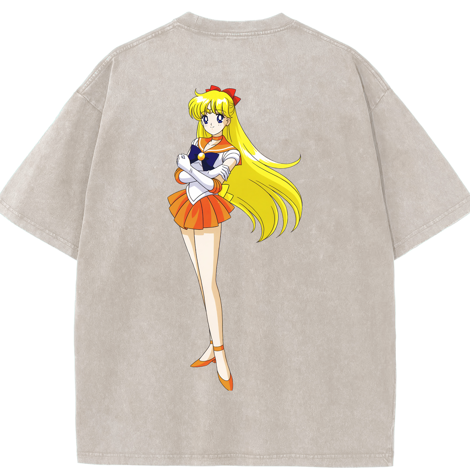 （画像用） 美少女戦士セーラームーン 愛野 美奈子 あいの みなこ Sailor Moon Aino Minako 綿100% ヴィンテージ風 半袖Tシャツ（背面プリント）