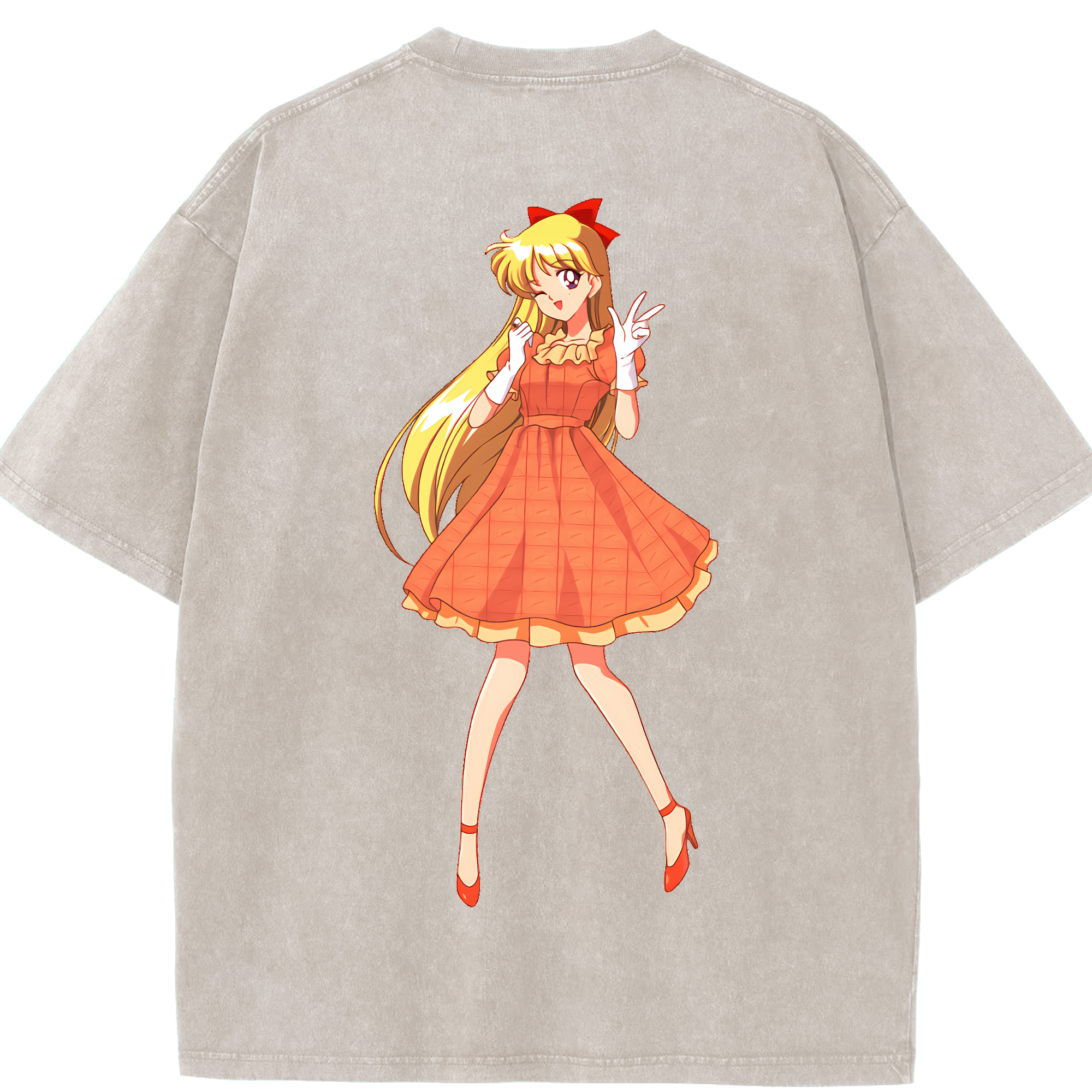 （画像用） 美少女戦士セーラームーン 愛野 美奈子 あいの みなこ Sailor Moon Aino Minako 綿100% ヴィンテージ風 半袖Tシャツ（背面プリント）