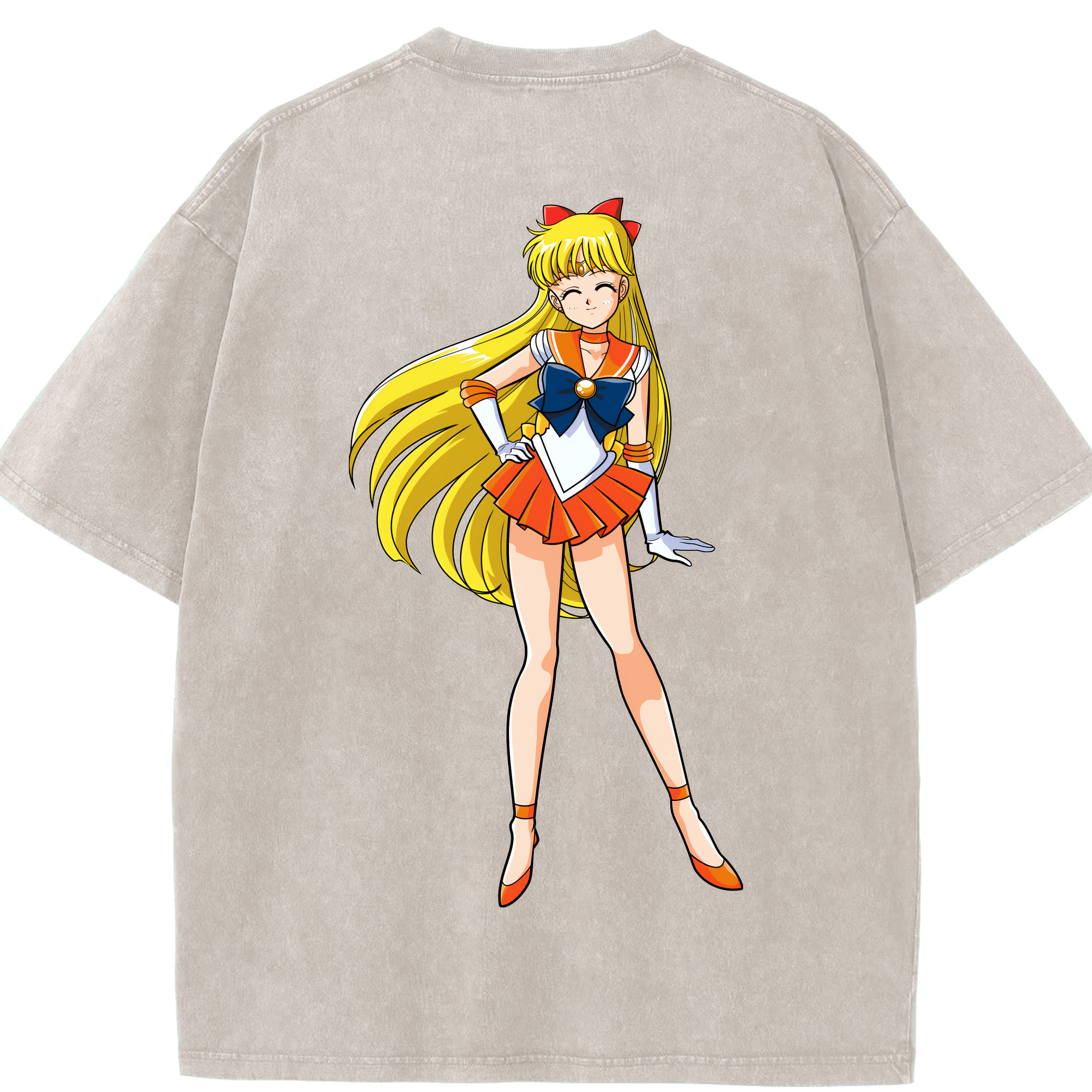 （画像用） 美少女戦士セーラームーン 愛野 美奈子 あいの みなこ Sailor Moon Aino Minako 綿100% ヴィンテージ風 半袖Tシャツ（背面プリント）
