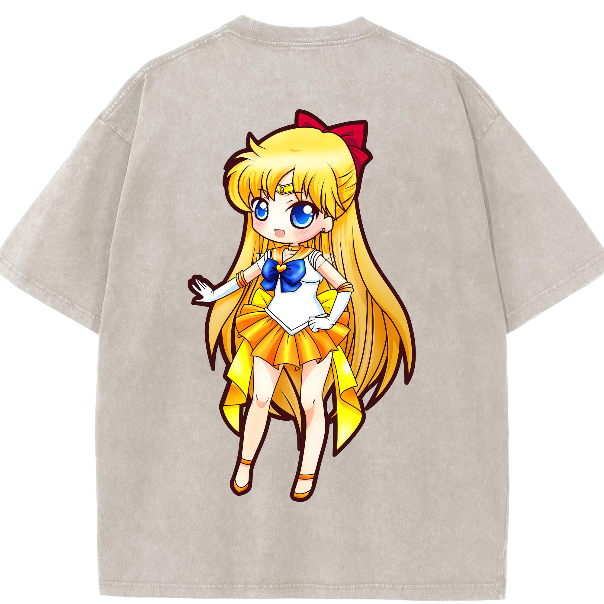 （画像用） 美少女戦士セーラームーン 愛野 美奈子 あいの みなこ Sailor Moon Aino Minako 綿100% ヴィンテージ風 半袖Tシャツ（背面プリント）