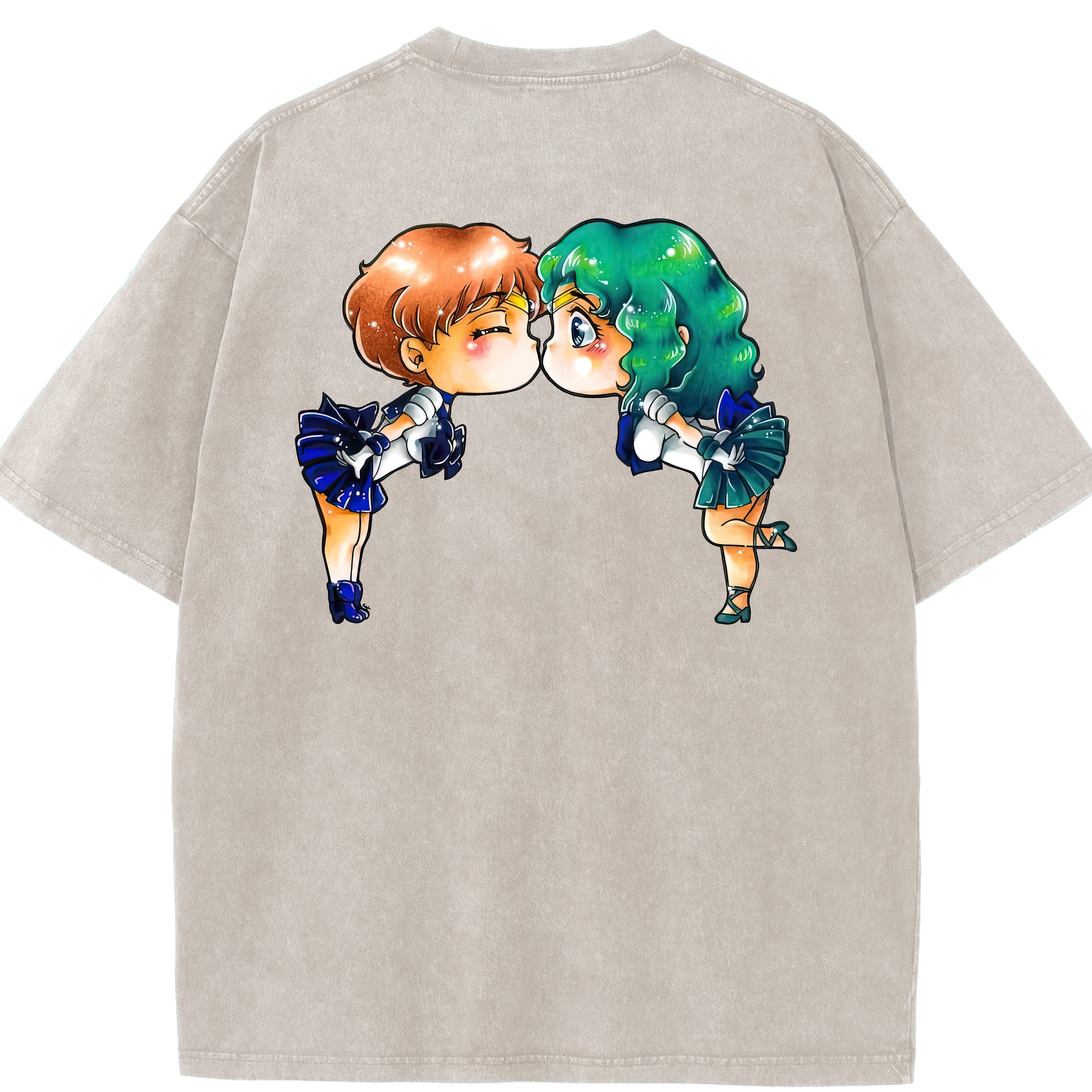 （画像用） 美少女戦士セーラームーン 天王はるか Sailor Moon Tenoh Haruka 綿100% ヴィンテージ風 半袖Tシャツ（背面プリント）