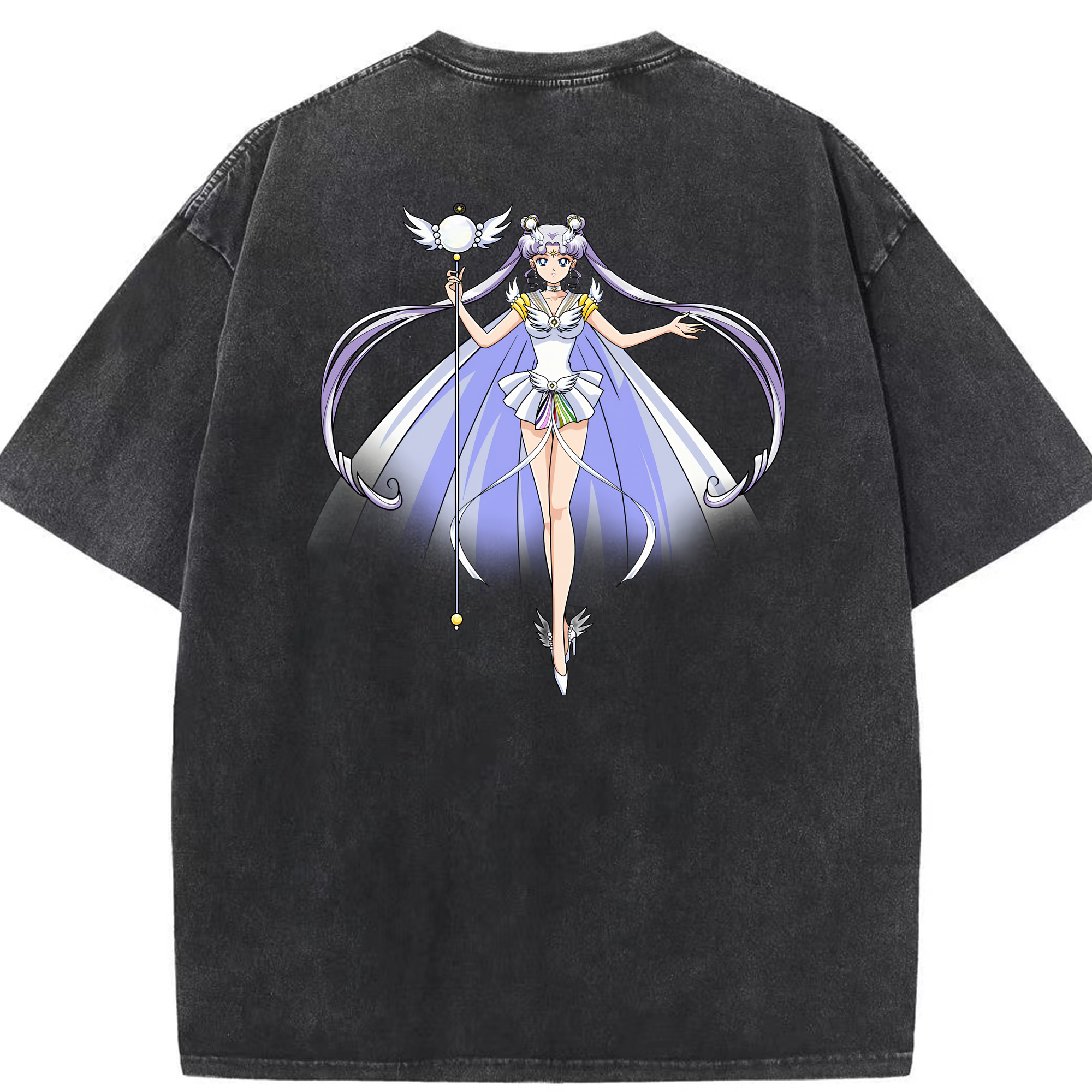 （画像用） 美少女戦士セーラームーン 月野 うさぎ つきの うさぎ Sailor Moon Tsukino Usagi 綿100% ヴィンテージ風 半袖Tシャツ（背面プリント）