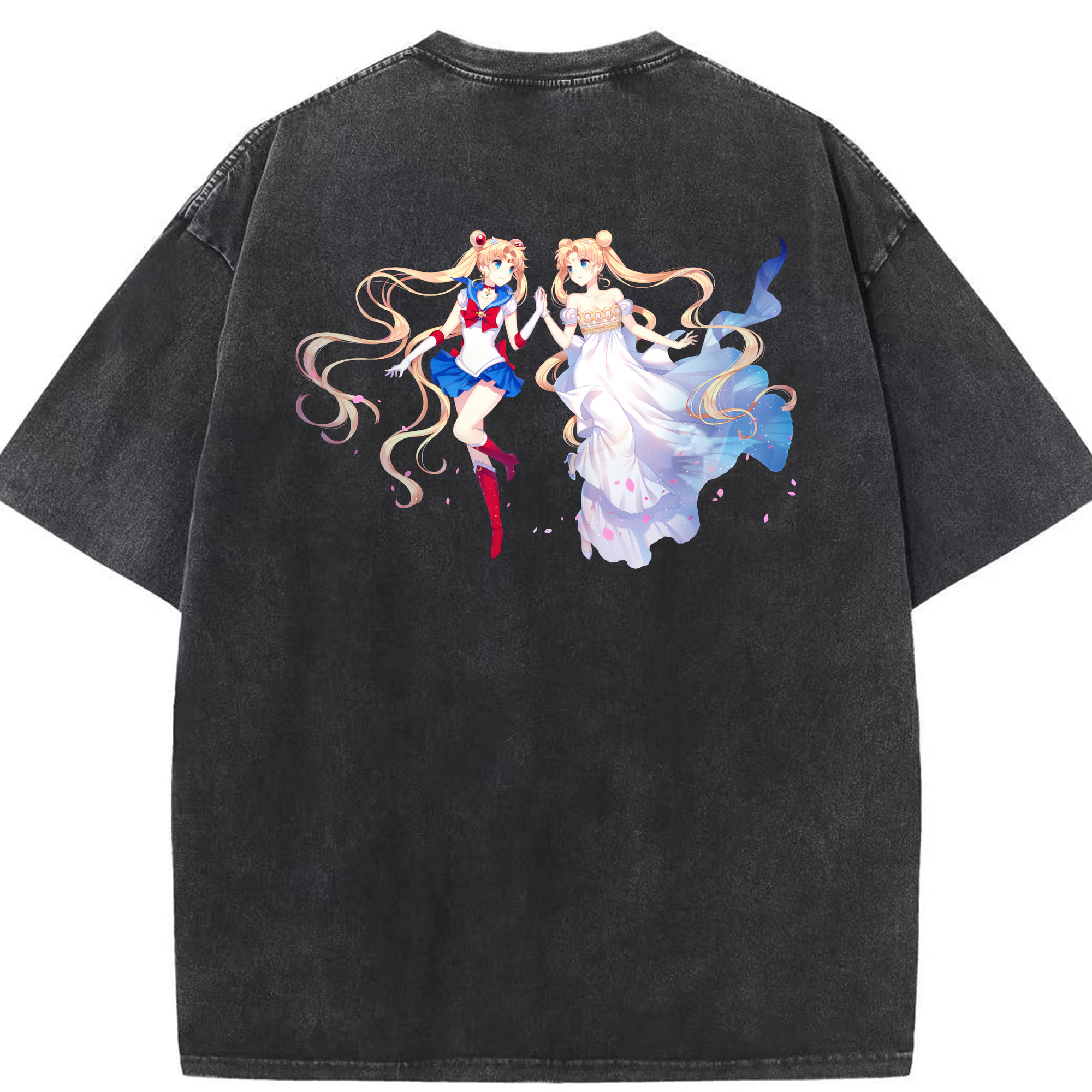 （画像用） 美少女戦士セーラームーン 月野 うさぎ つきの うさぎ Sailor Moon Tsukino Usagi 綿100% ヴィンテージ風 半袖Tシャツ（背面プリント）