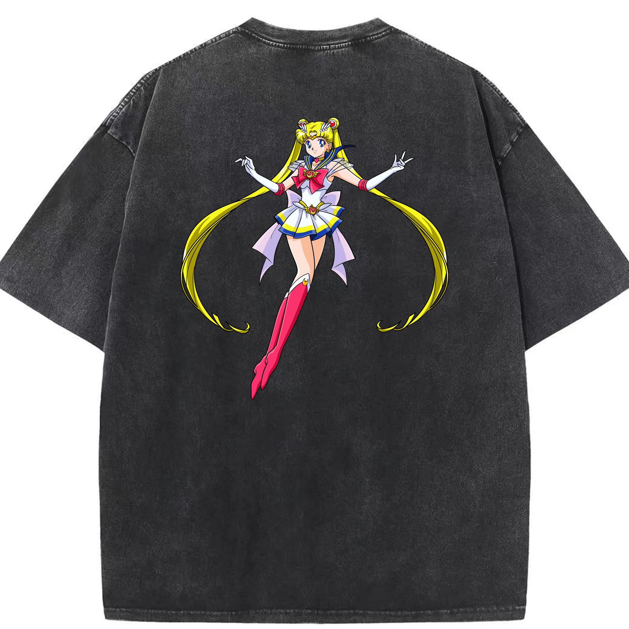 （画像用） 美少女戦士セーラームーン 月野 うさぎ つきの うさぎ Sailor Moon Tsukino Usagi 綿100% ヴィンテージ風 半袖Tシャツ（背面プリント）
