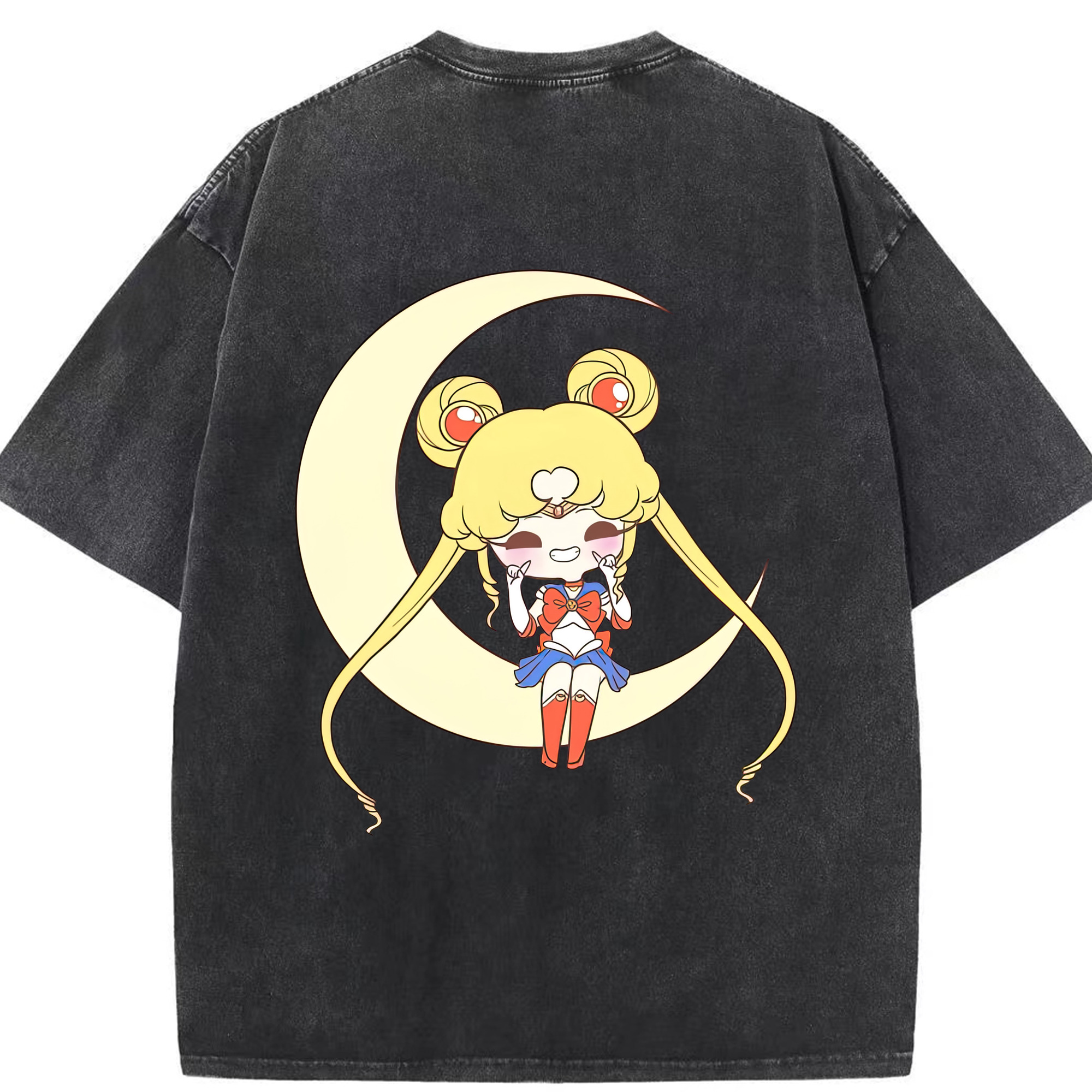 （画像用） 美少女戦士セーラームーン 月野 うさぎ つきの うさぎ Sailor Moon Tsukino Usagi 綿100% ヴィンテージ風 半袖Tシャツ（背面プリント）