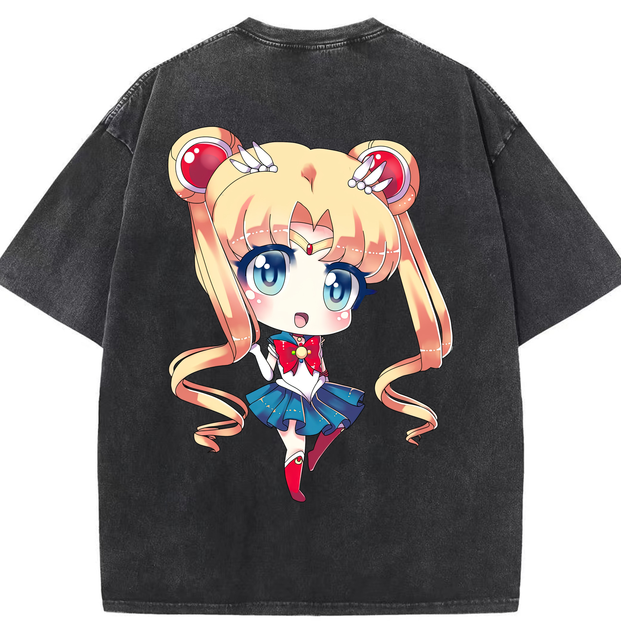 （画像用） 美少女戦士セーラームーン 月野 うさぎ つきの うさぎ Sailor Moon Tsukino Usagi 綿100% ヴィンテージ風 半袖Tシャツ（背面プリント）