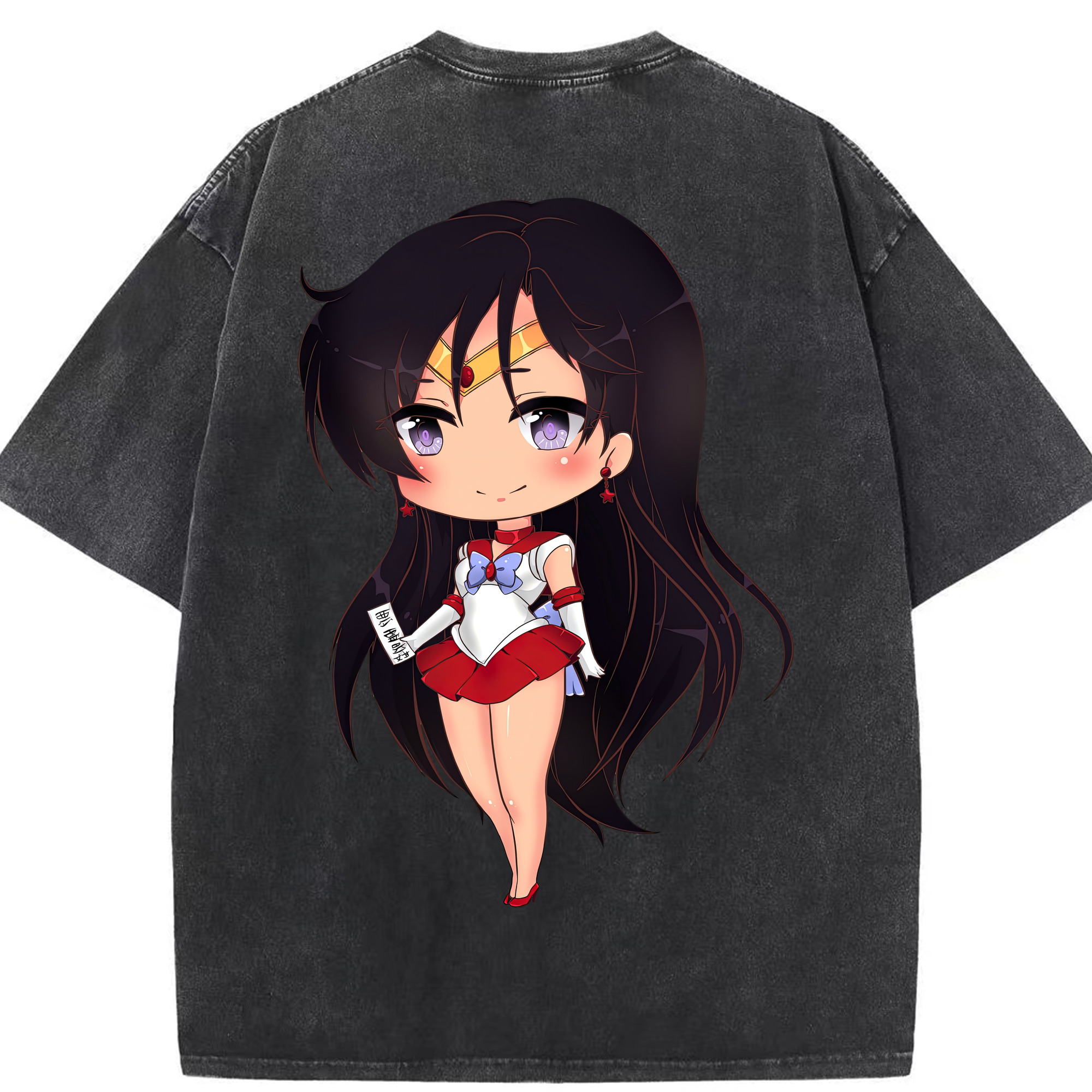 （画像用） 美少女戦士セーラームーン 火野レイ ひの レイ Sailor Moon Hino Rei （セーラーマーズ,Sailor Mars） 綿100% ヴィンテージ風 半袖Tシャツ（背面プリント）