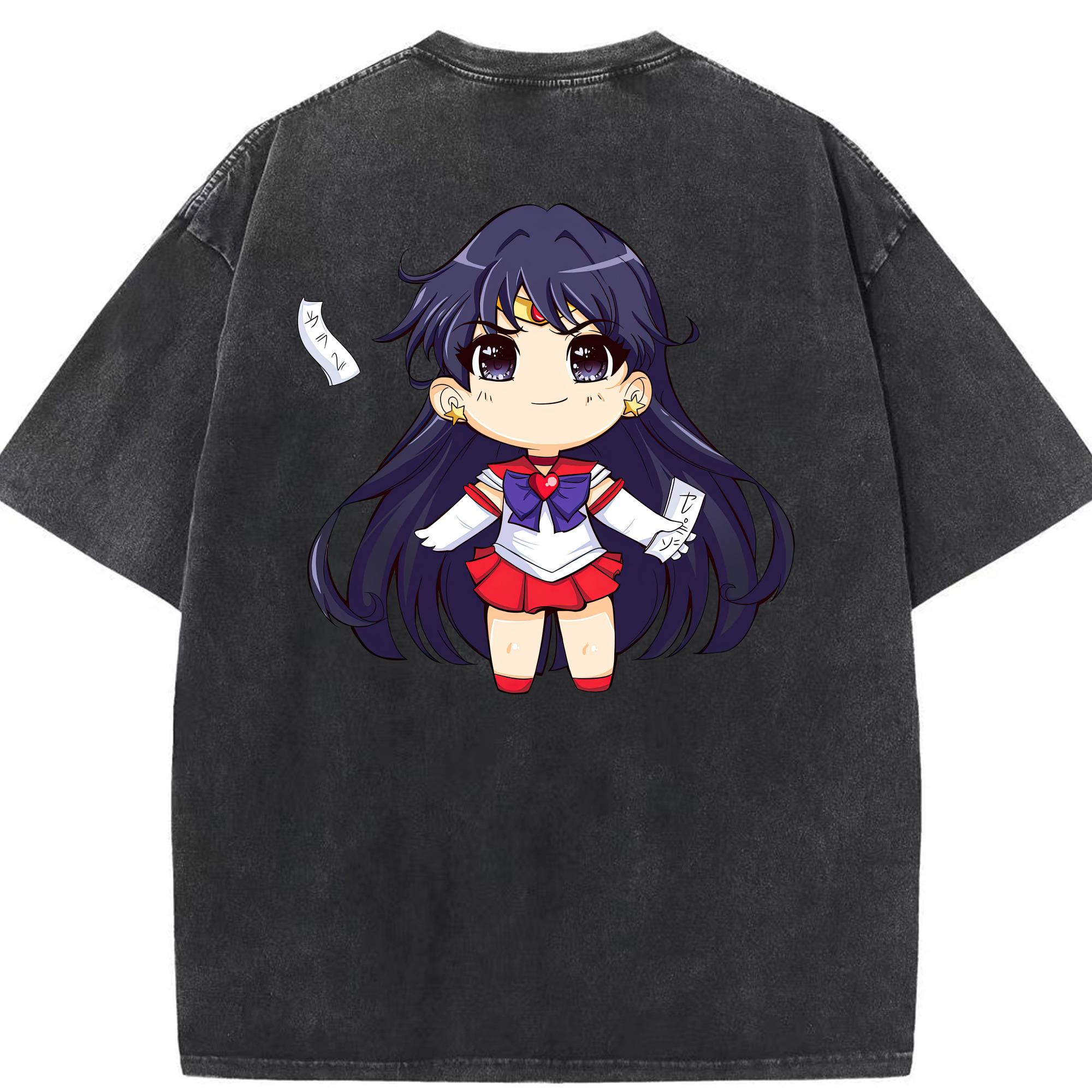 （画像用） 美少女戦士セーラームーン 火野レイ ひの レイ Sailor Moon Hino Rei （セーラーマーズ,Sailor Mars） 綿100% ヴィンテージ風 半袖Tシャツ（背面プリント）