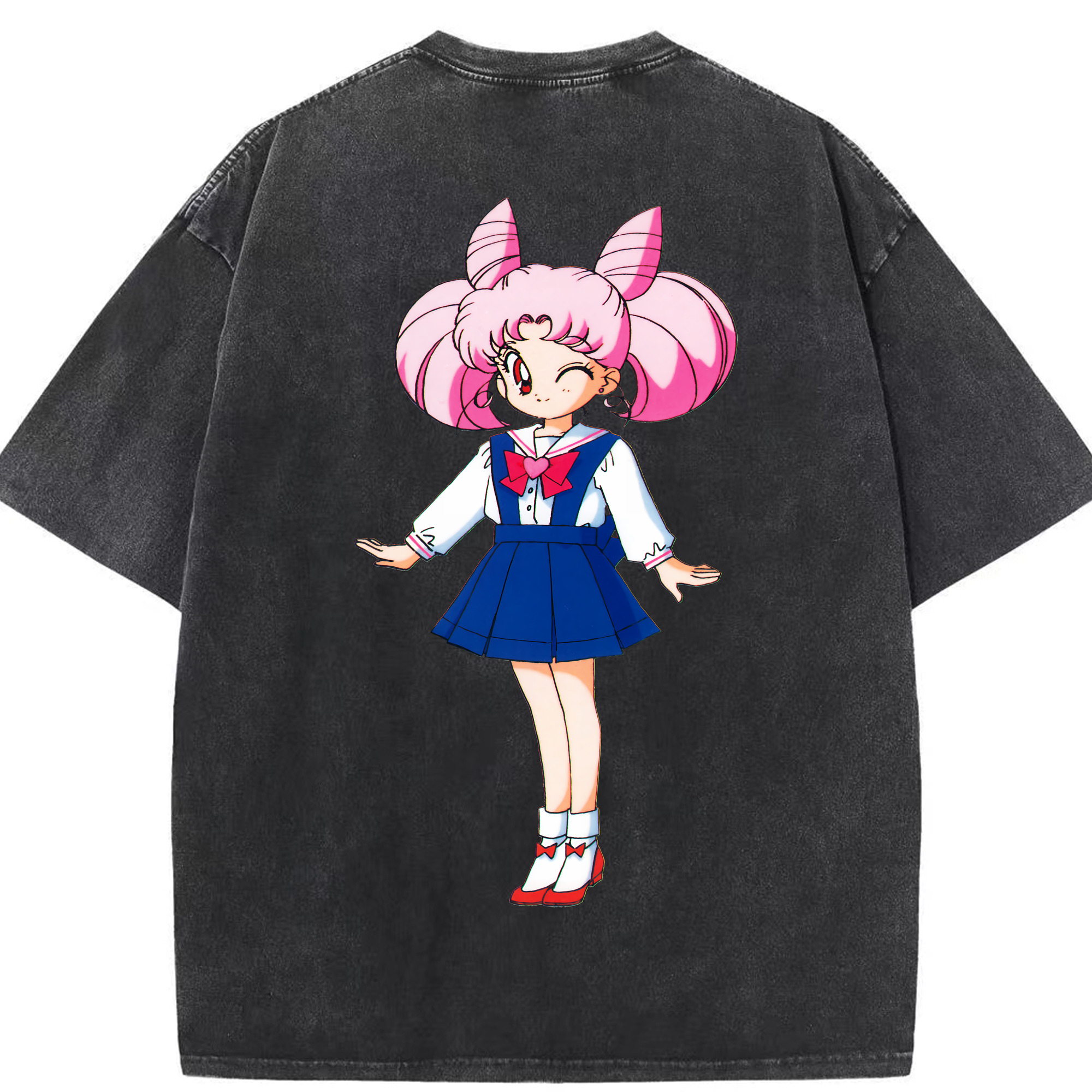 （画像用） 美少女戦士セーラームーン ちびうさ Sailor Moon Chibiusa Tsukino Usagi Small Lady Serenity 綿100% ヴィンテージ風 半袖Tシャツ（背面プリント）