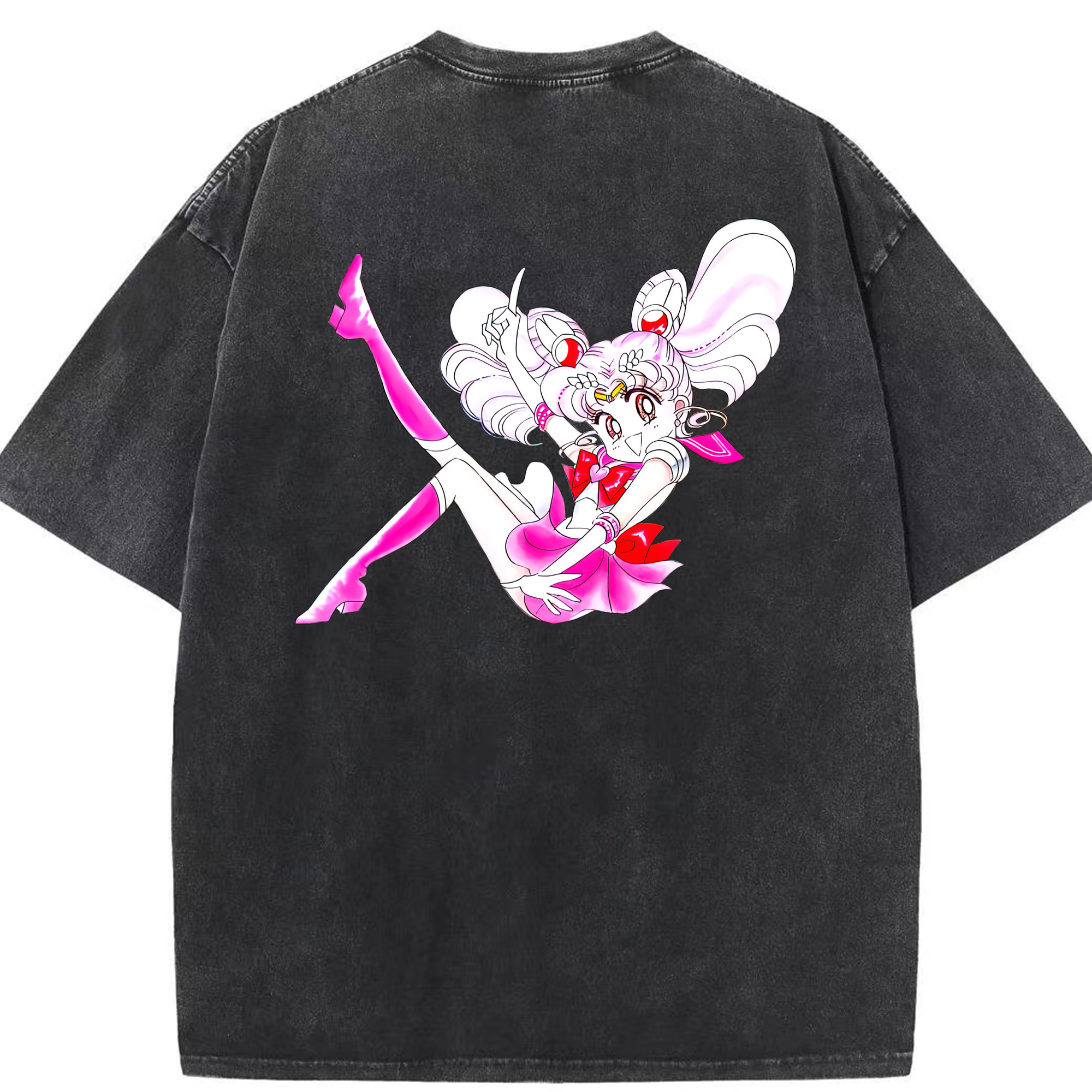 （画像用） 美少女戦士セーラームーン ちびうさ Sailor Moon Chibiusa Tsukino Usagi Small Lady Serenity 綿100% ヴィンテージ風 半袖Tシャツ（背面プリント）