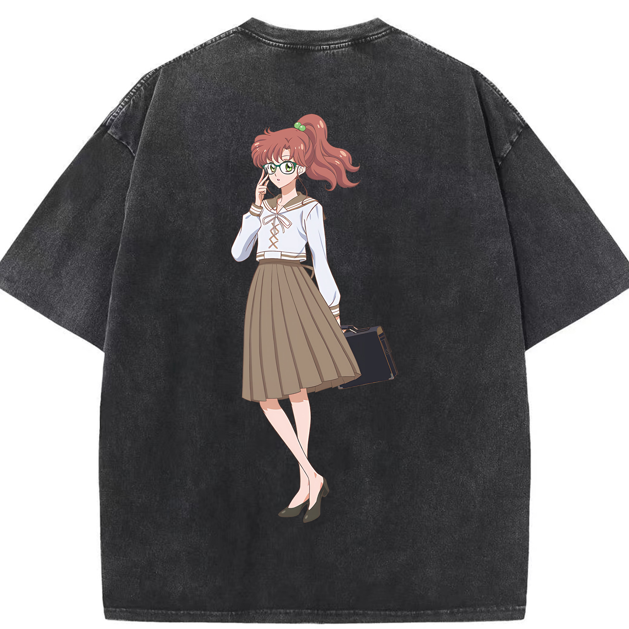 （画像用） 美少女戦士セーラームーン 木野 まこと きの まこと Sailor Moon Kino Makoto （セーラージュピター；Sailor Jupiter） 綿100% ヴィンテージ風 半袖Tシャツ（背面プリント）