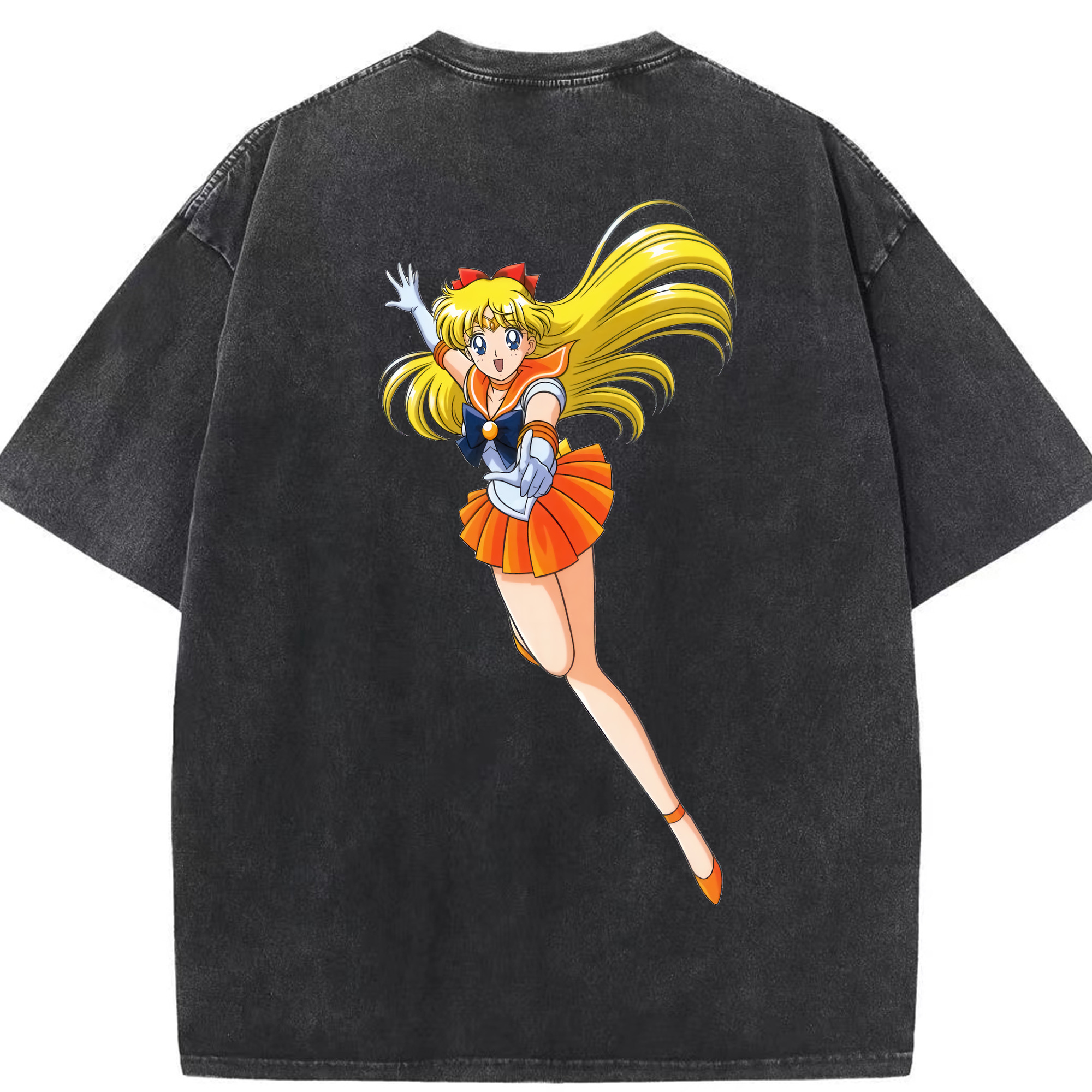 （画像用） 美少女戦士セーラームーン 愛野 美奈子 あいの みなこ Sailor Moon Aino Minako 綿100% ヴィンテージ風 半袖Tシャツ（背面プリント）