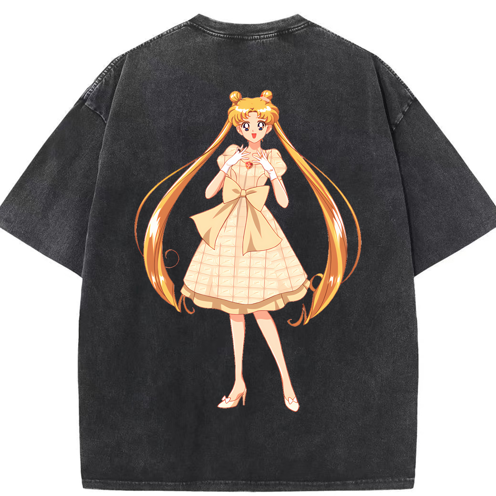 （画像用） 美少女戦士セーラームーン 愛野 美奈子 あいの みなこ Sailor Moon Aino Minako 綿100% ヴィンテージ風 半袖Tシャツ（背面プリント）