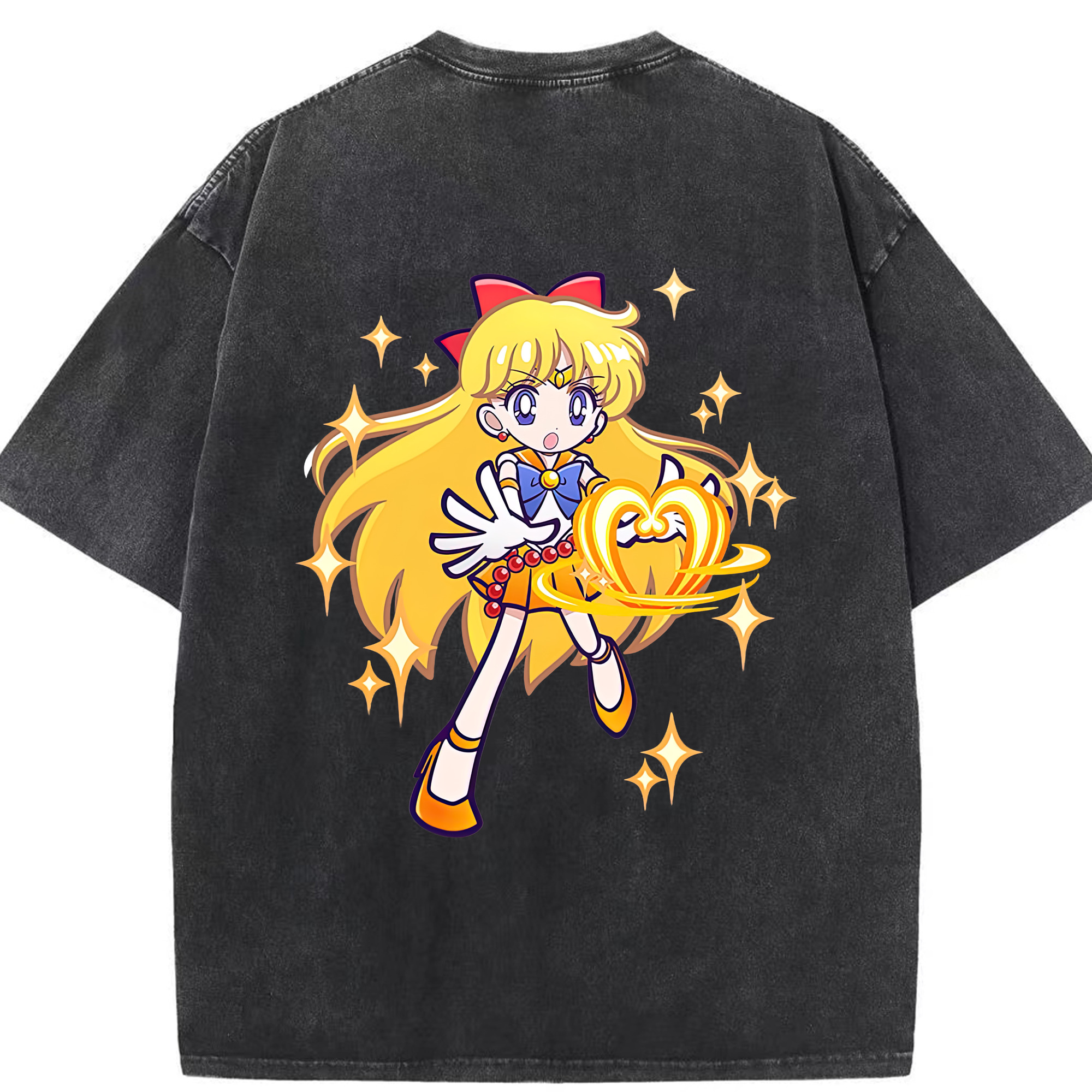 （画像用） 美少女戦士セーラームーン 愛野 美奈子 あいの みなこ Sailor Moon Aino Minako 綿100% ヴィンテージ風 半袖Tシャツ（背面プリント）