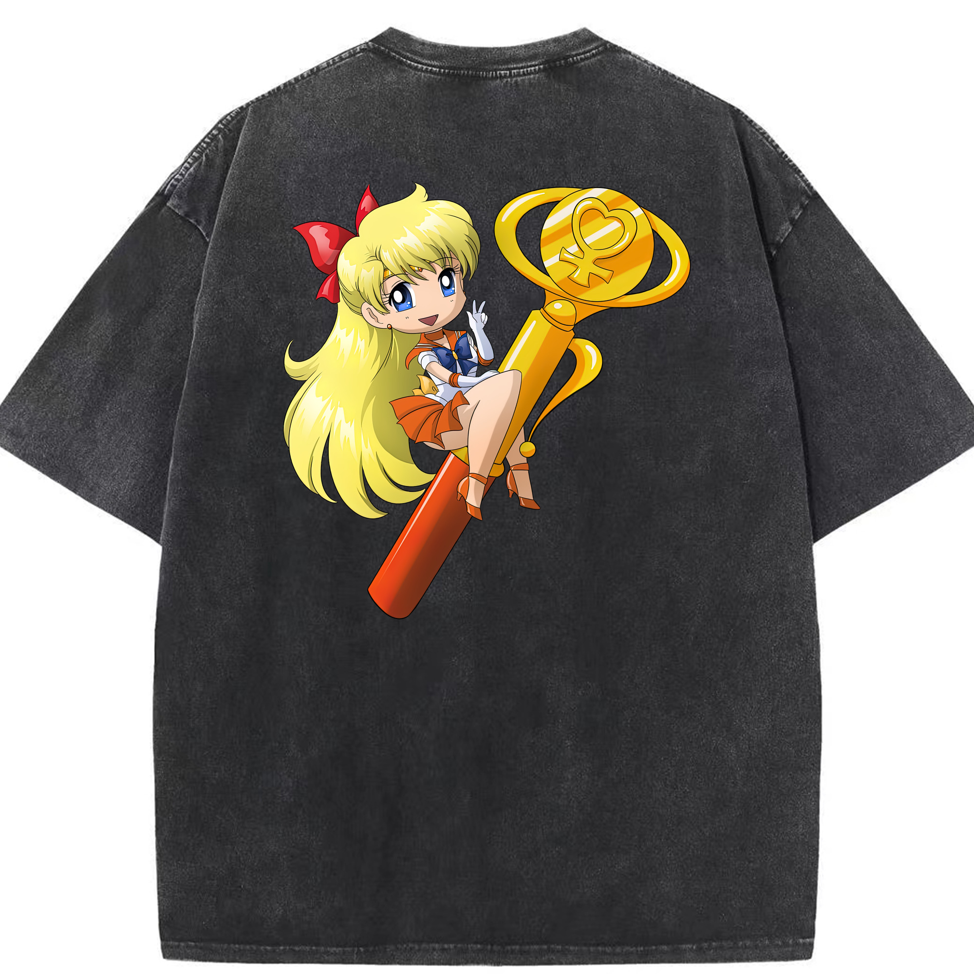 （画像用） 美少女戦士セーラームーン 愛野 美奈子 あいの みなこ Sailor Moon Aino Minako 綿100% ヴィンテージ風 半袖Tシャツ（背面プリント）