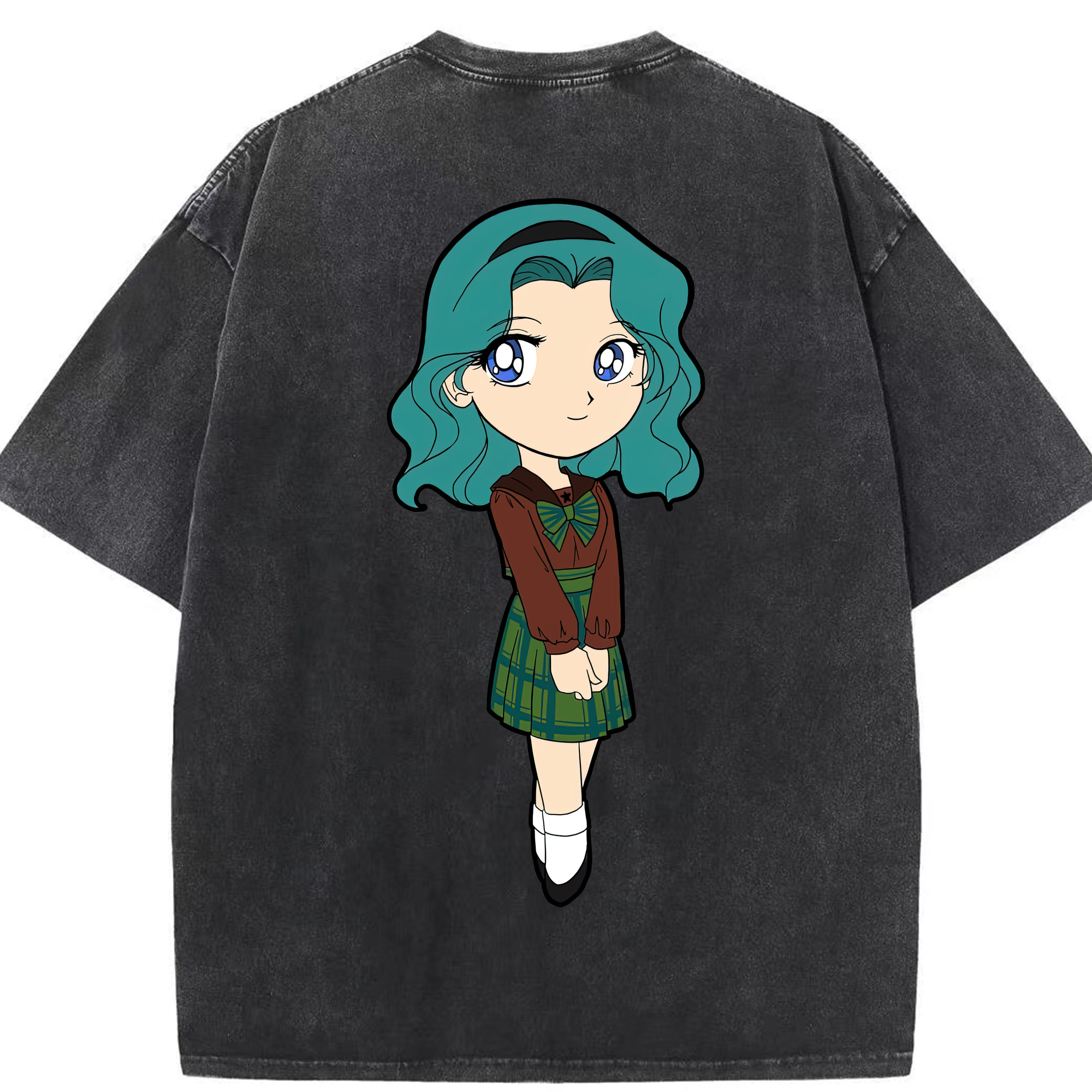 （画像用） 美少女戦士セーラームーン 海王 みちる（かいおう みちる） Sailor Moon Kaiou Michiru 綿100% ヴィンテージ風 半袖Tシャツ（背面プリント）