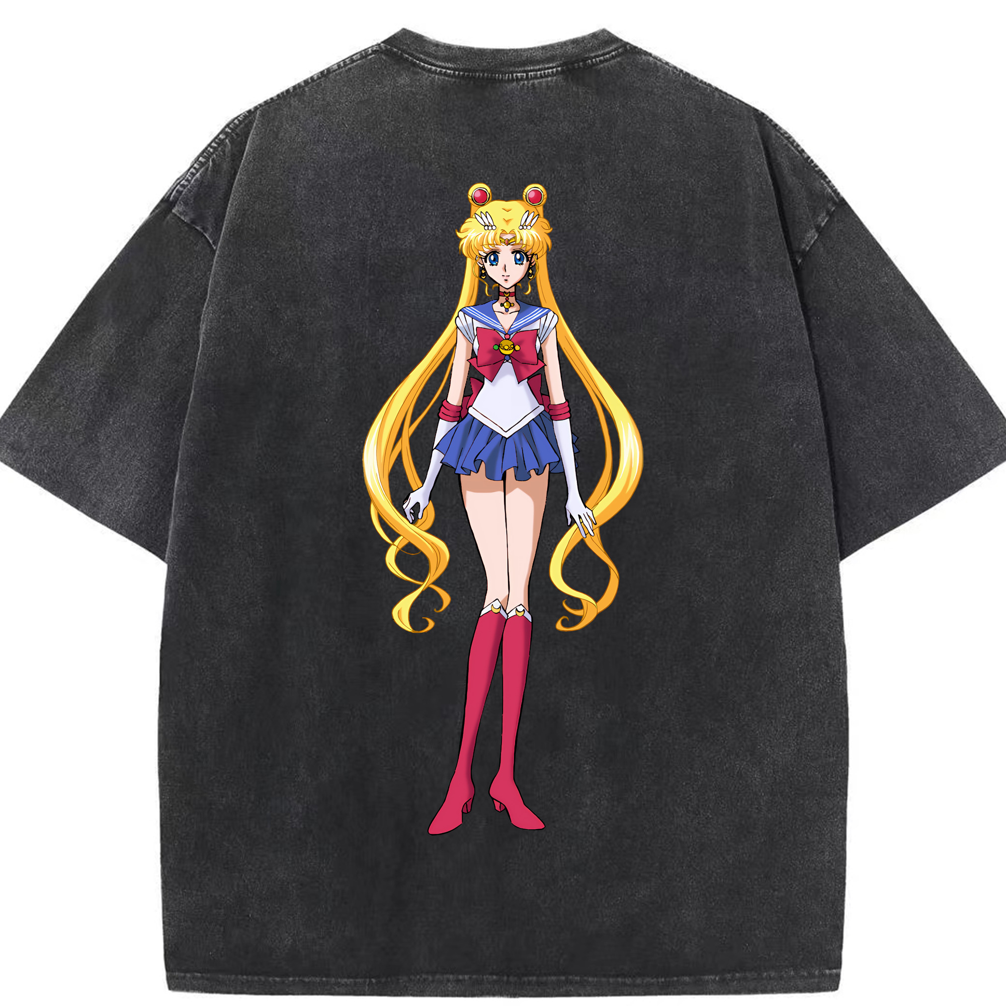 （画像用） 美少女戦士セーラームーン 月野 うさぎ つきの うさぎ Sailor Moon Tsukino Usagi 綿100% ヴィンテージ風 半袖Tシャツ（背面プリント）