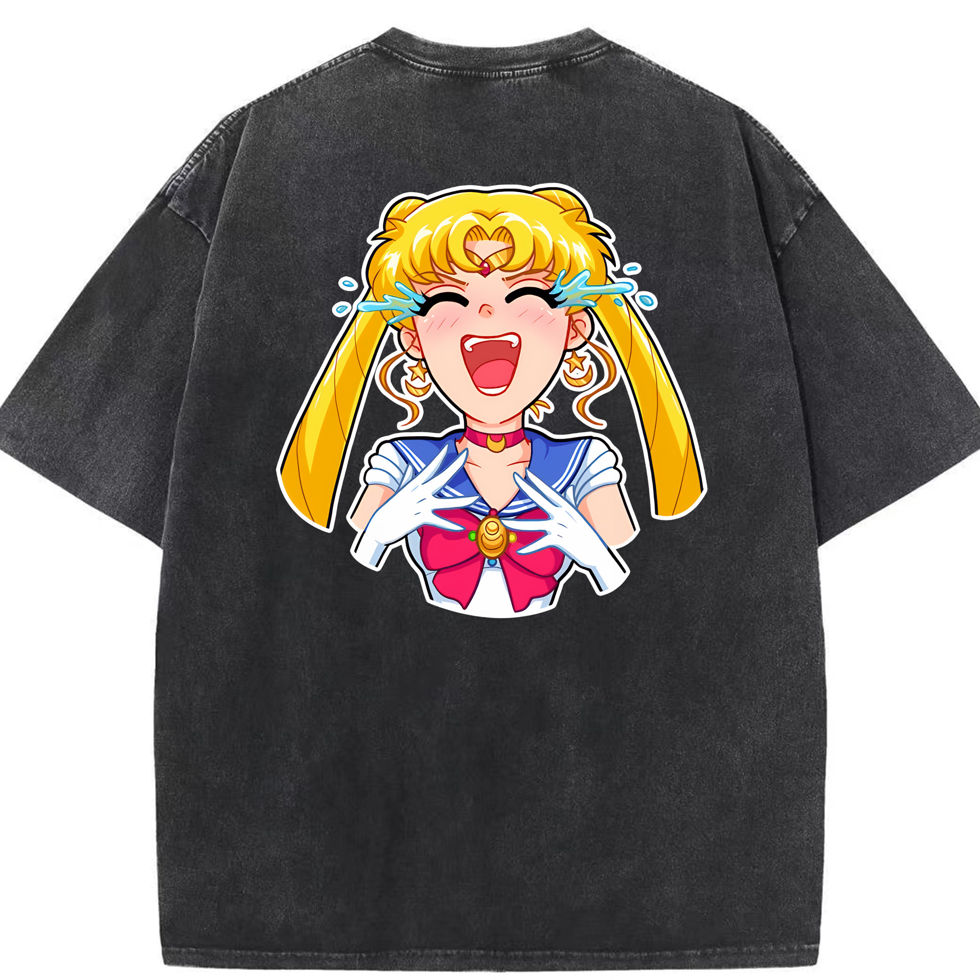 （画像用） 美少女戦士セーラームーン 月野 うさぎ つきの うさぎ Sailor Moon Tsukino Usagi 綿100% ヴィンテージ風 半袖Tシャツ（背面プリント）