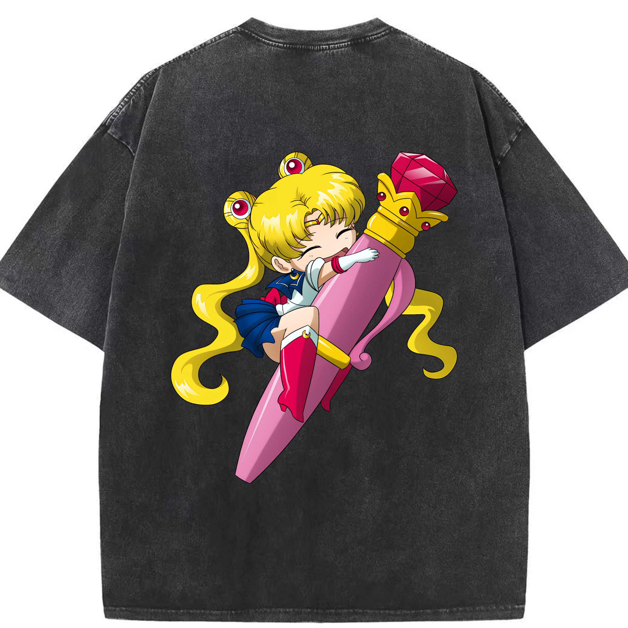 （画像用） 美少女戦士セーラームーン 月野 うさぎ つきの うさぎ Sailor Moon Tsukino Usagi 綿100% ヴィンテージ風 半袖Tシャツ（背面プリント）