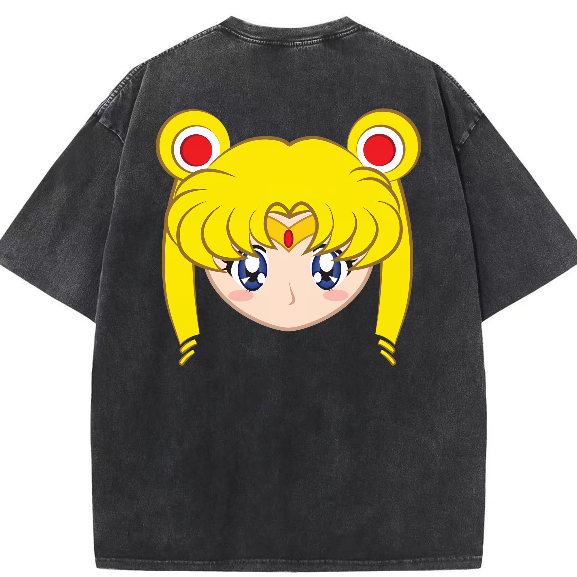 （画像用） 美少女戦士セーラームーン 月野 うさぎ つきの うさぎ Sailor Moon Tsukino Usagi 綿100% ヴィンテージ風 半袖Tシャツ（背面プリント）