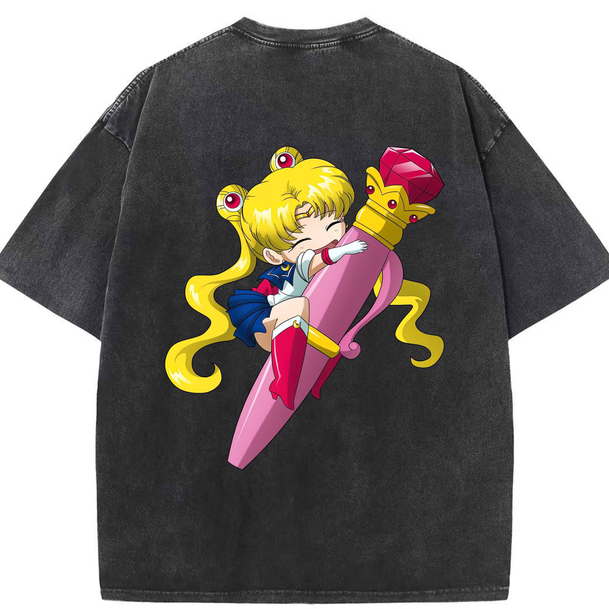 （画像用） 美少女戦士セーラームーン 月野 うさぎ つきの うさぎ Sailor Moon Tsukino Usagi 綿100% ヴィンテージ風 半袖Tシャツ（背面プリント）