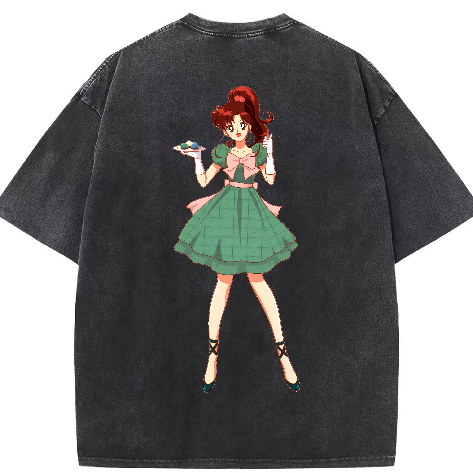 （画像用） 美少女戦士セーラームーン 木野 まこと きの まこと Sailor Moon Kino Makoto （セーラージュピター；Sailor Jupiter） 綿100% ヴィンテージ風 半袖Tシャツ（背面プリント）