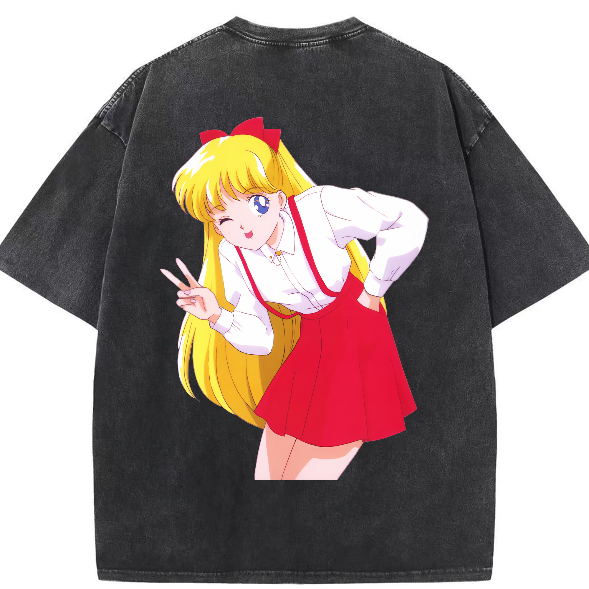 （画像用） 美少女戦士セーラームーン 愛野 美奈子 あいの みなこ Sailor Moon Aino Minako 綿100% ヴィンテージ風 半袖Tシャツ（背面プリント）