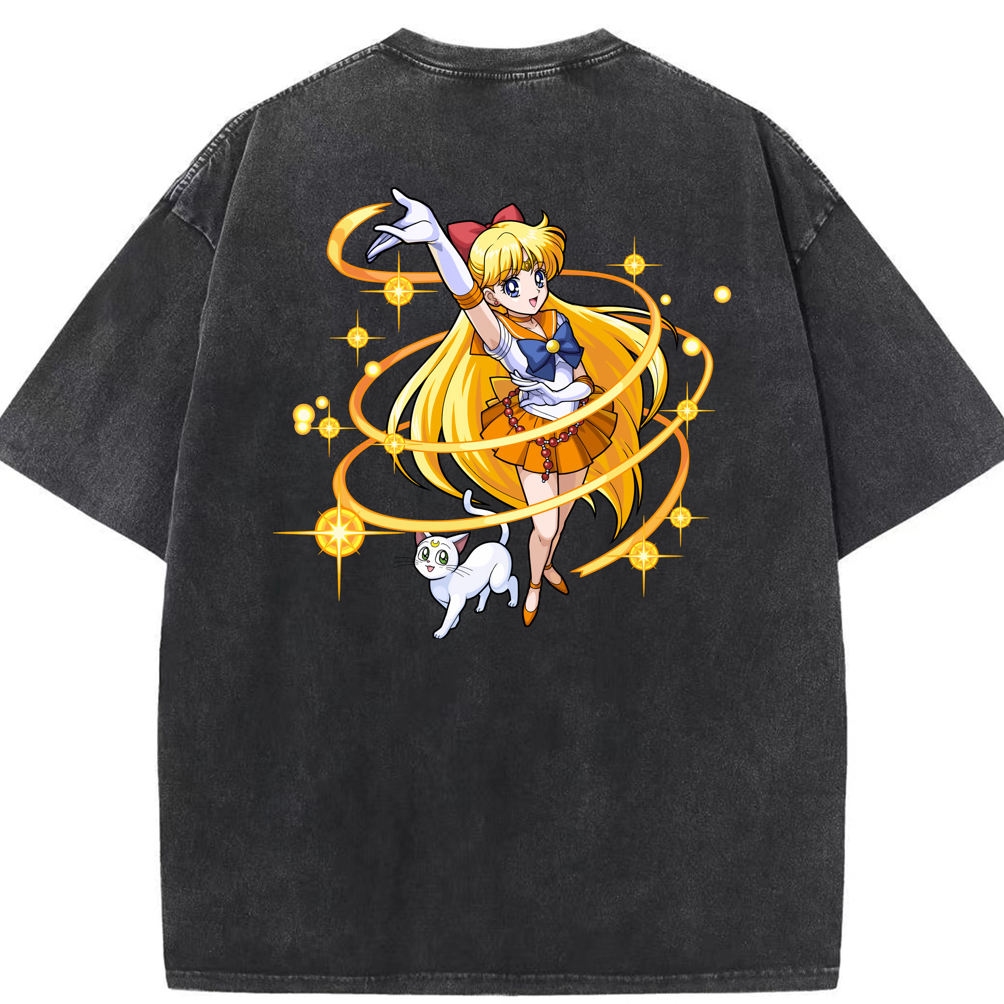 （画像用） 美少女戦士セーラームーン 愛野 美奈子 あいの みなこ Sailor Moon Aino Minako 綿100% ヴィンテージ風 半袖Tシャツ（背面プリント）