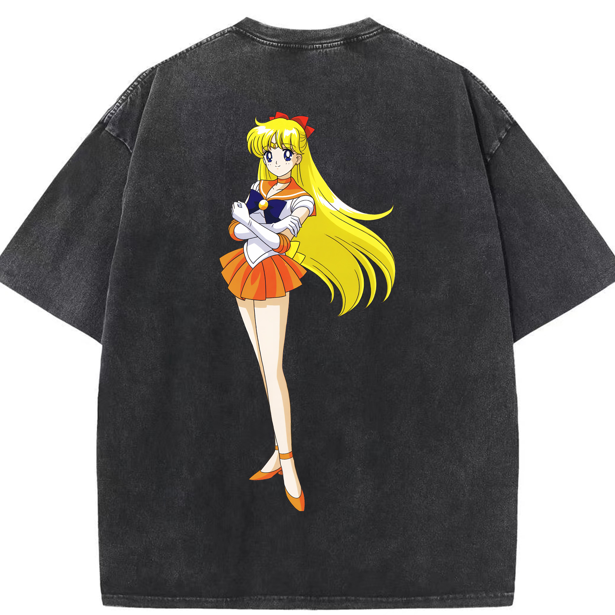 （画像用） 美少女戦士セーラームーン 愛野 美奈子 あいの みなこ Sailor Moon Aino Minako 綿100% ヴィンテージ風 半袖Tシャツ（背面プリント）