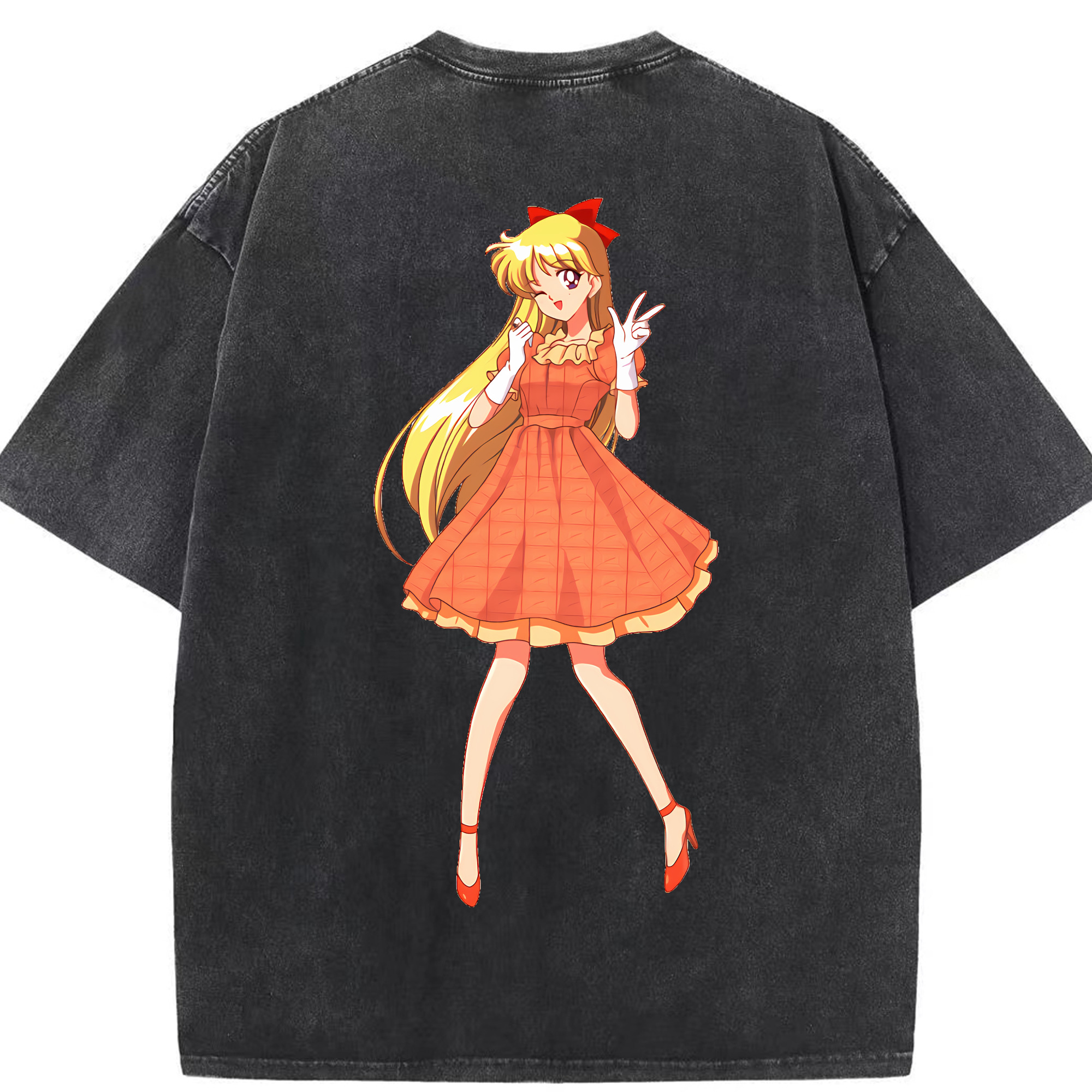 （画像用） 美少女戦士セーラームーン 愛野 美奈子 あいの みなこ Sailor Moon Aino Minako 綿100% ヴィンテージ風 半袖Tシャツ（背面プリント）
