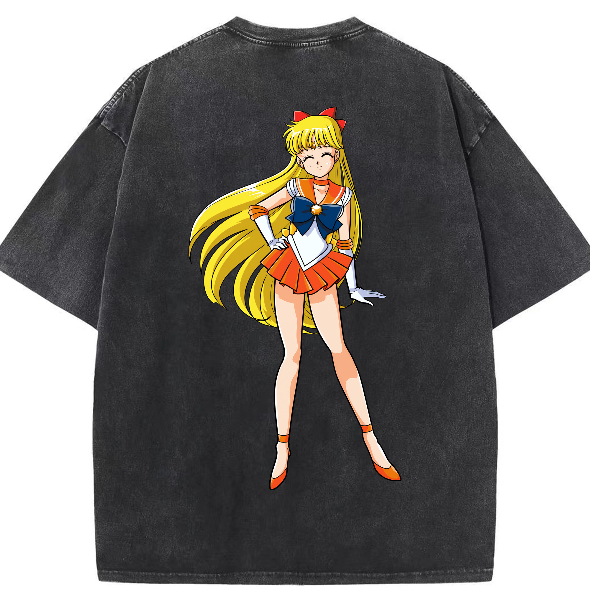 （画像用） 美少女戦士セーラームーン 愛野 美奈子 あいの みなこ Sailor Moon Aino Minako 綿100% ヴィンテージ風 半袖Tシャツ（背面プリント）