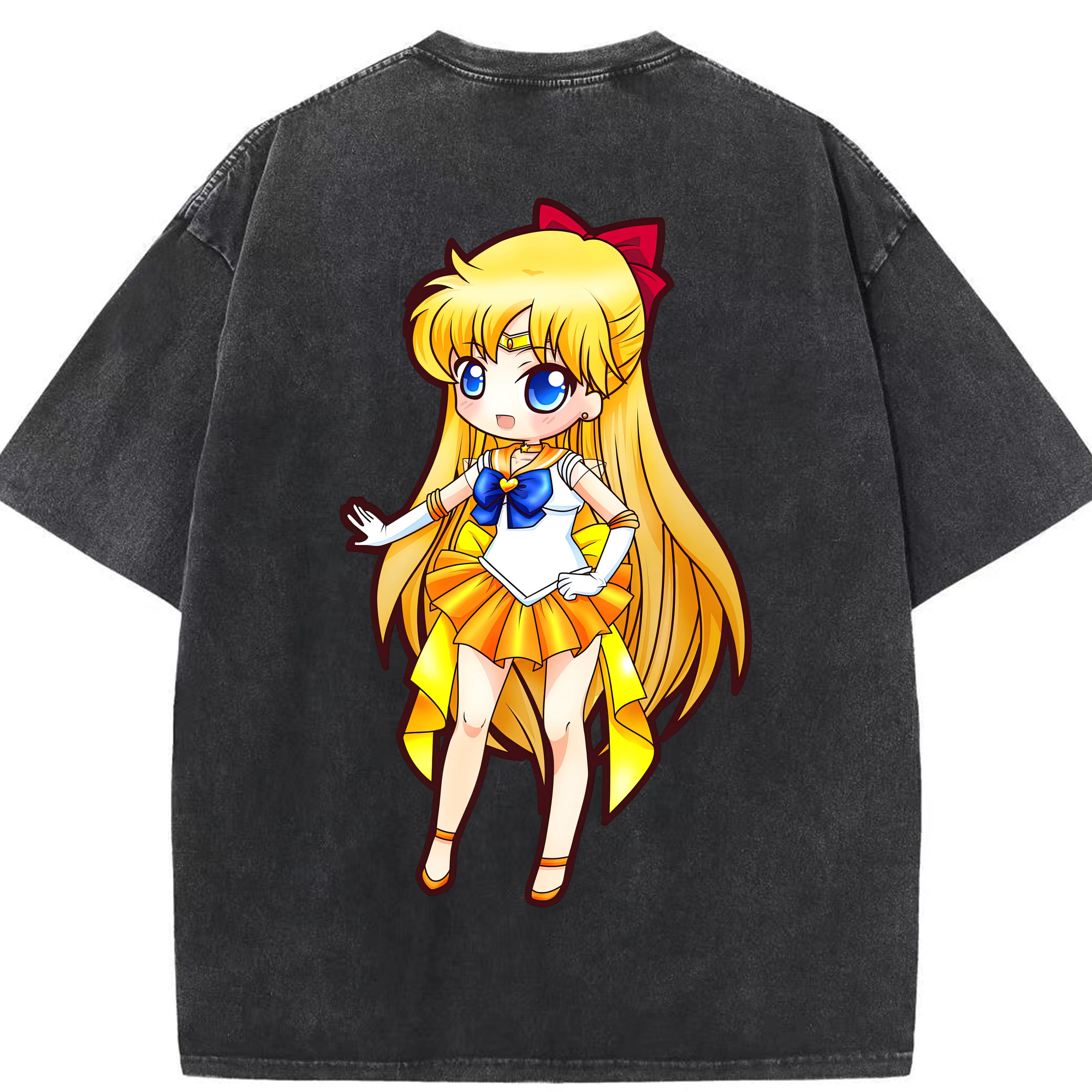 （画像用） 美少女戦士セーラームーン 愛野 美奈子 あいの みなこ Sailor Moon Aino Minako 綿100% ヴィンテージ風 半袖Tシャツ（背面プリント）