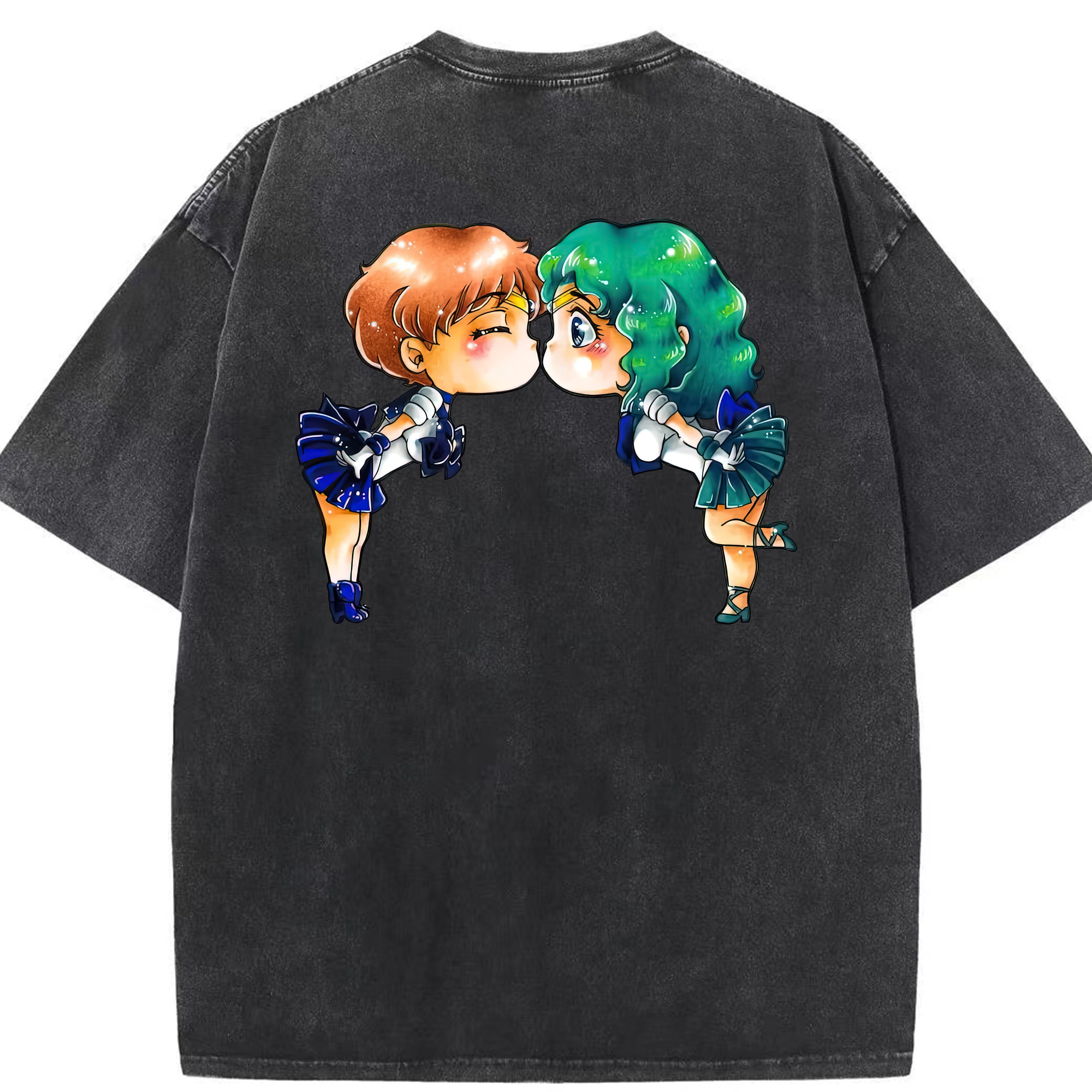 （画像用） 美少女戦士セーラームーン 天王はるか Sailor Moon Tenoh Haruka 綿100% ヴィンテージ風 半袖Tシャツ（背面プリント）