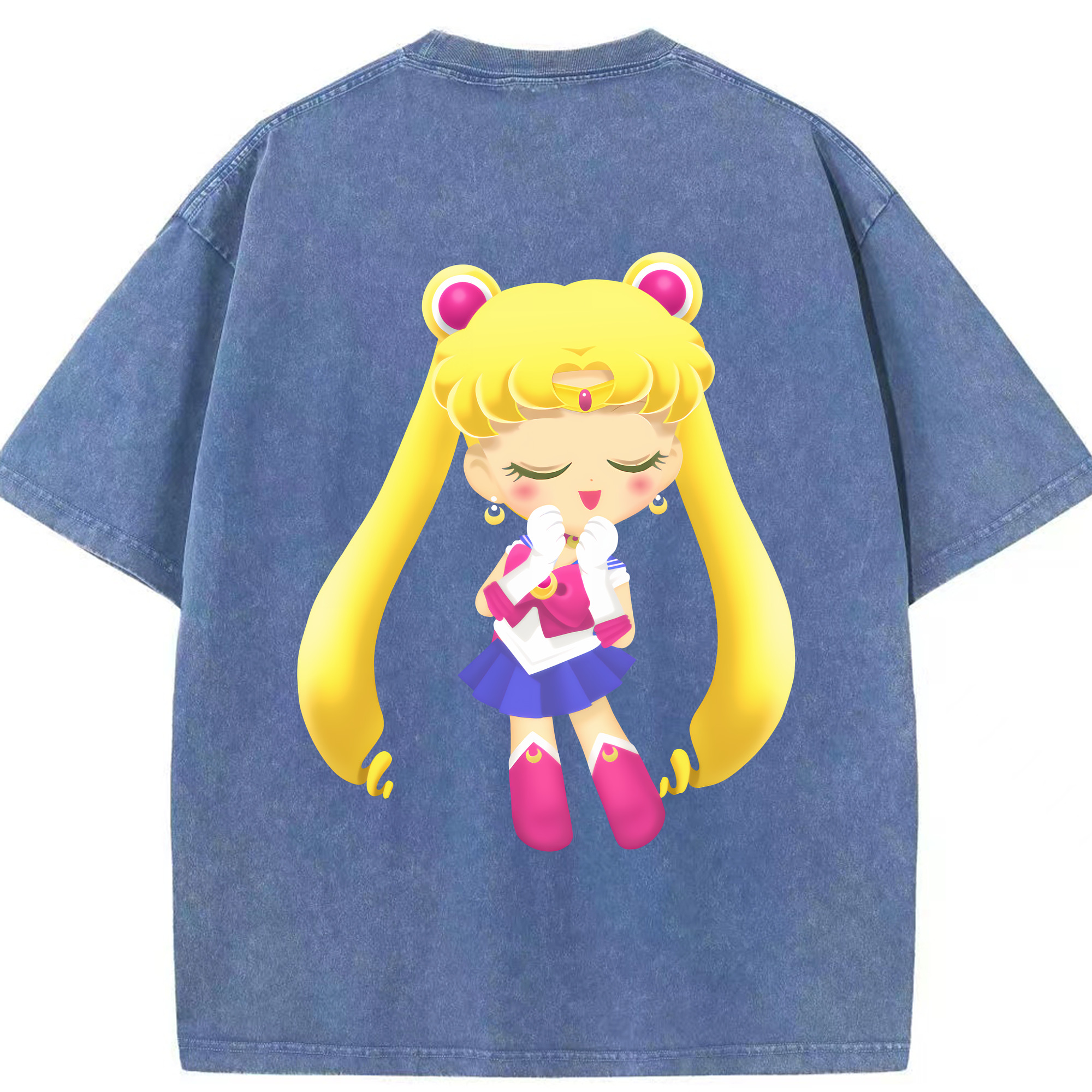 （画像用） 美少女戦士セーラームーン 月野 うさぎ つきの うさぎ Sailor Moon Tsukino Usagi 綿100% ヴィンテージ風 半袖Tシャツ（背面プリント）