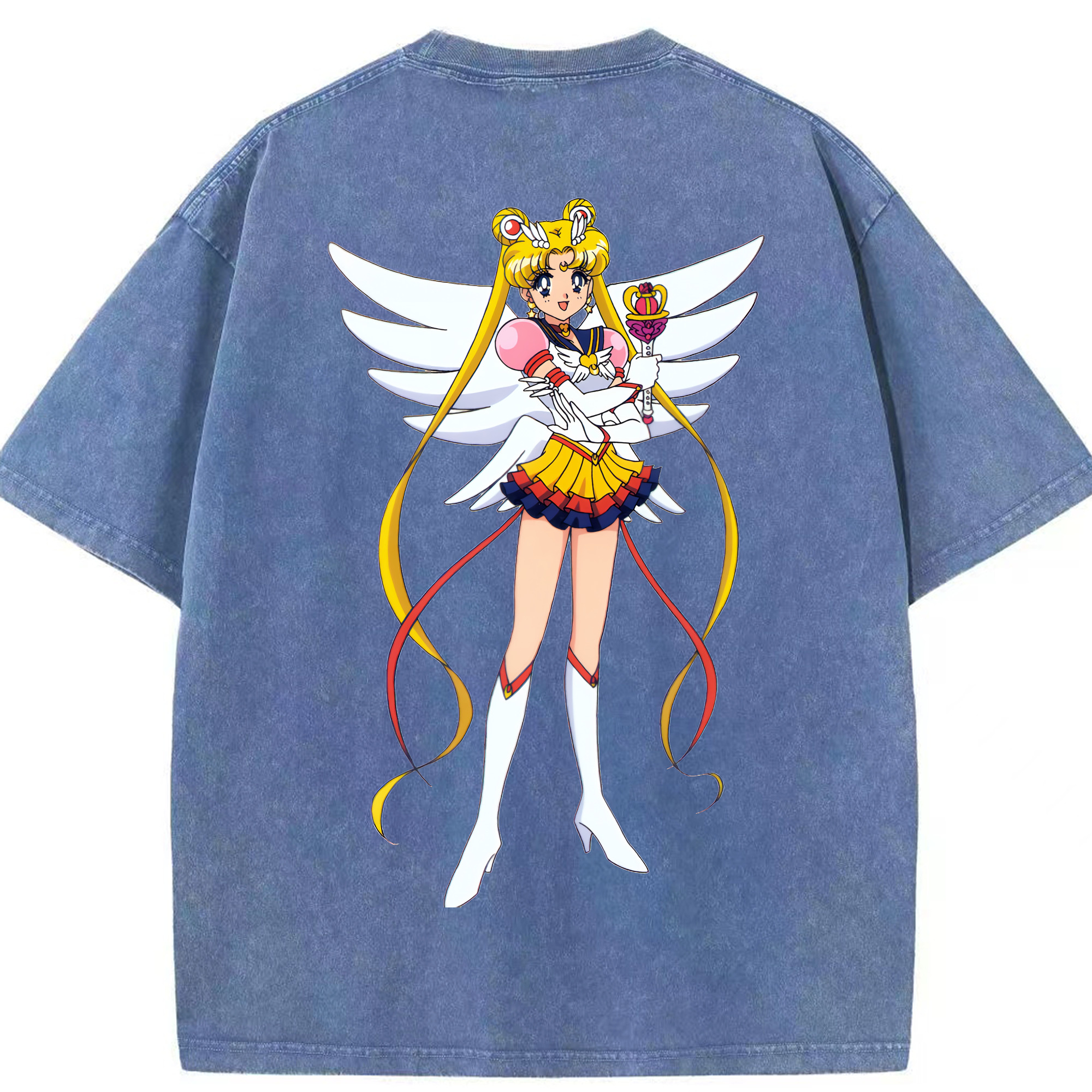 （画像用） 美少女戦士セーラームーン 月野 うさぎ つきの うさぎ Sailor Moon Tsukino Usagi 綿100% ヴィンテージ風 半袖Tシャツ（背面プリント）