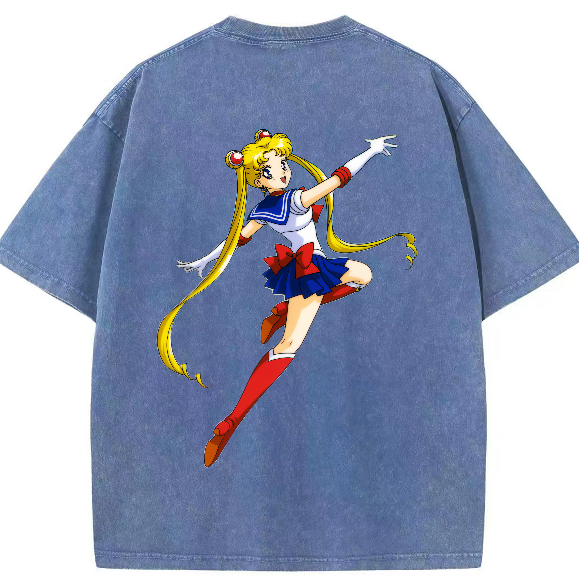 （画像用） 美少女戦士セーラームーン 月野 うさぎ つきの うさぎ Sailor Moon Tsukino Usagi 綿100% ヴィンテージ風 半袖Tシャツ（背面プリント）