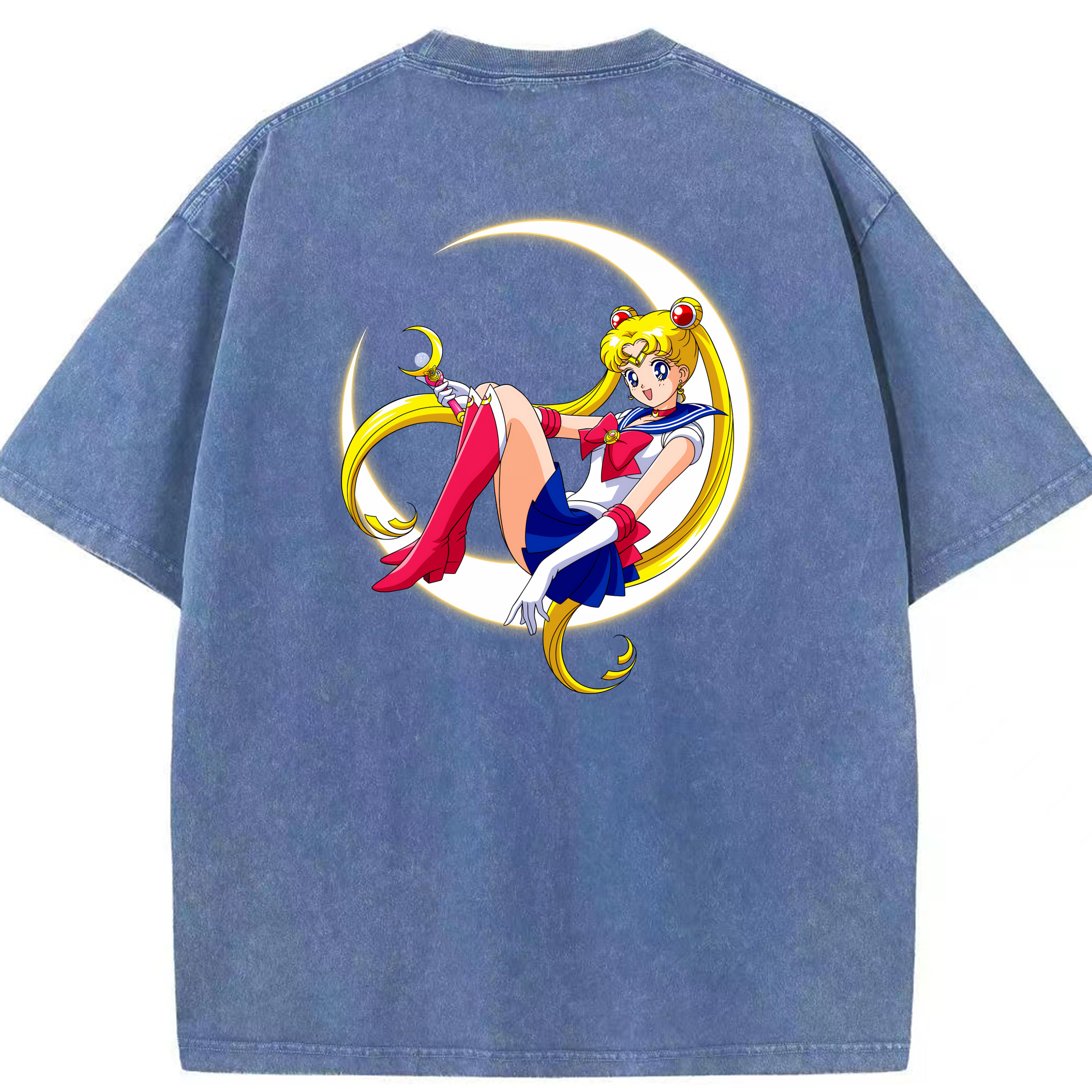 （画像用） 美少女戦士セーラームーン 月野 うさぎ つきの うさぎ Sailor Moon Tsukino Usagi 綿100% ヴィンテージ風 半袖Tシャツ（背面プリント）