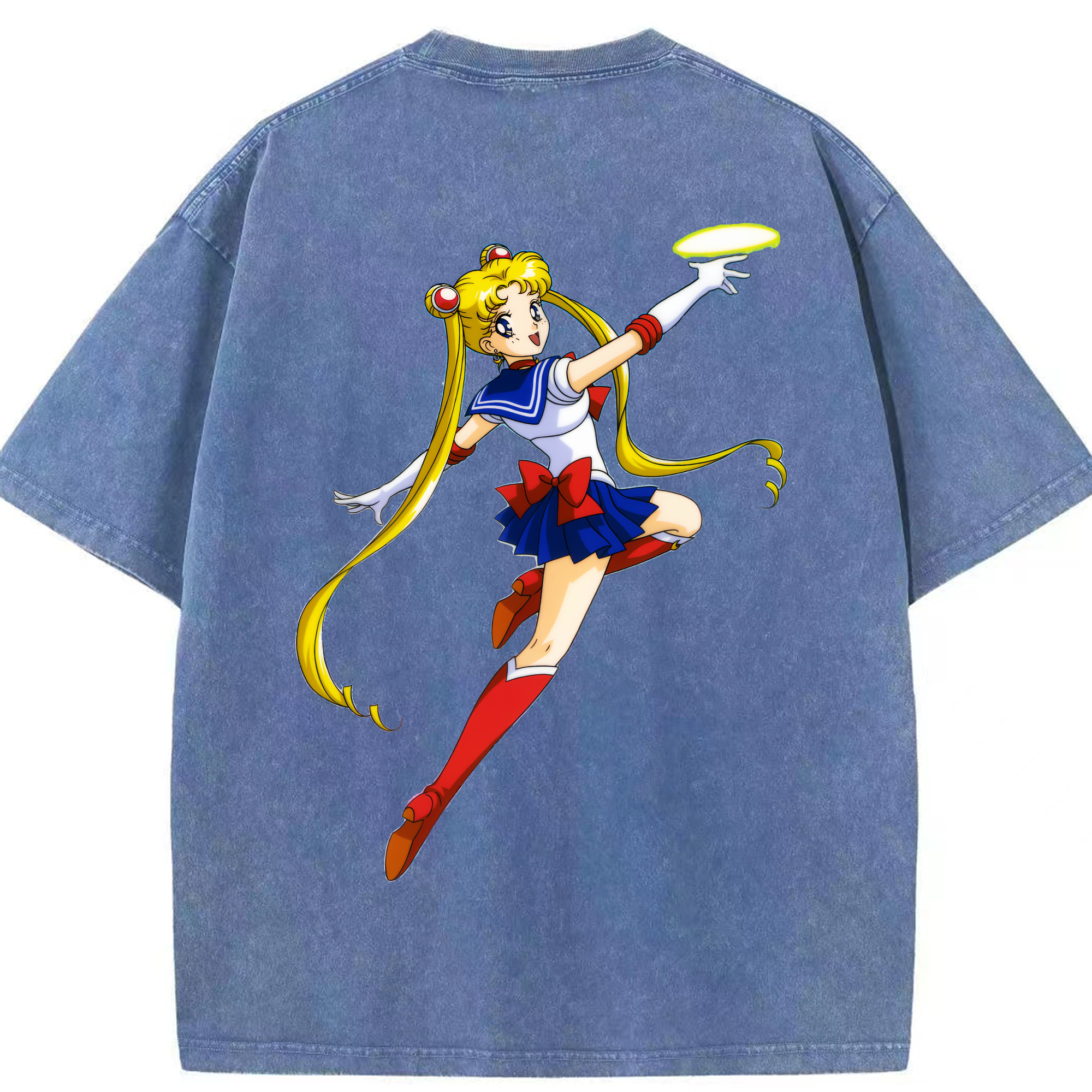 （画像用） 美少女戦士セーラームーン 月野 うさぎ つきの うさぎ Sailor Moon Tsukino Usagi 綿100% ヴィンテージ風 半袖Tシャツ（背面プリント）